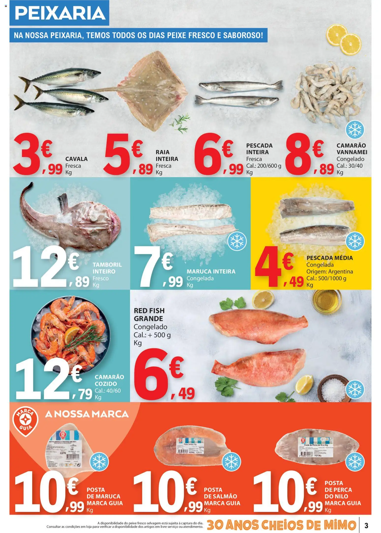 E.Leclerc folheto │ válido de 12.02.2026 | Página: 3 | Produtos: Camarão, Salmão, Tamboril, Peixe