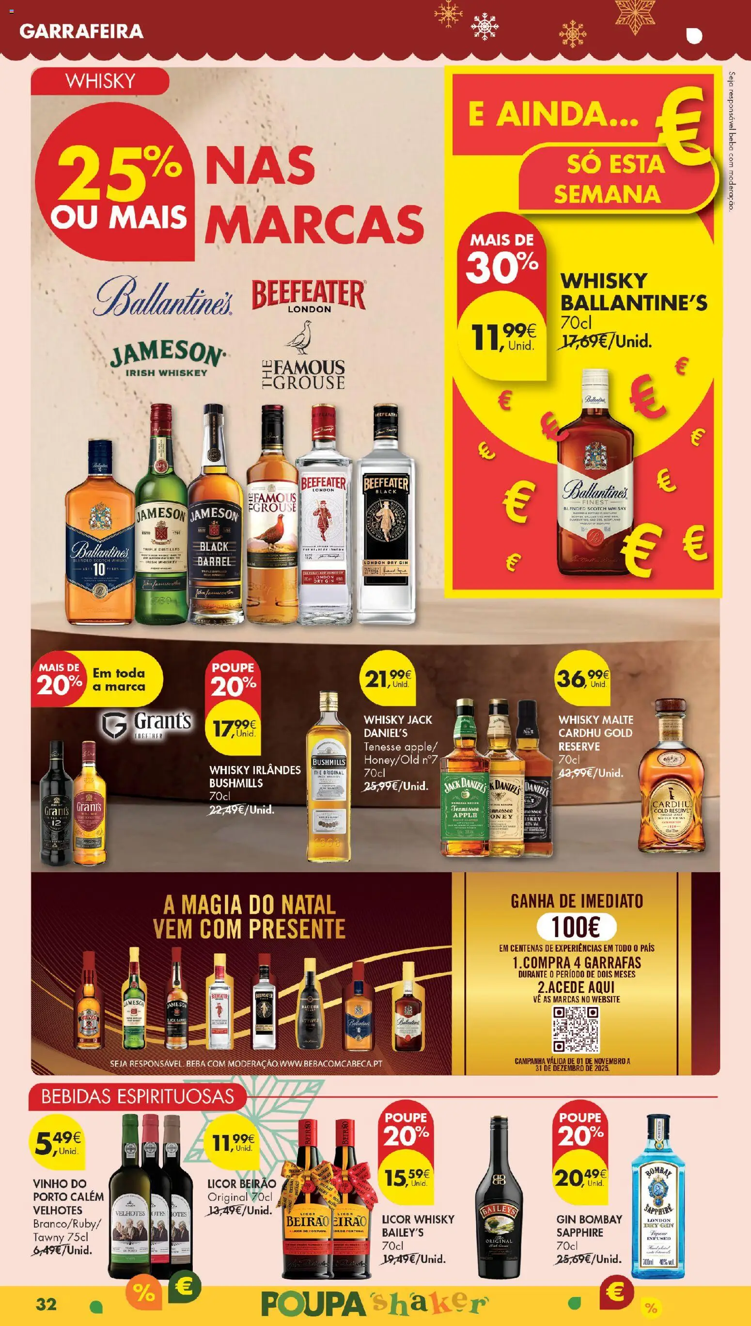 Pingo Doce Black Friday Madeira │ válido de 18.11.2025 | Página: 32 | Produtos: Whisky, Licor, Vinho, Gin