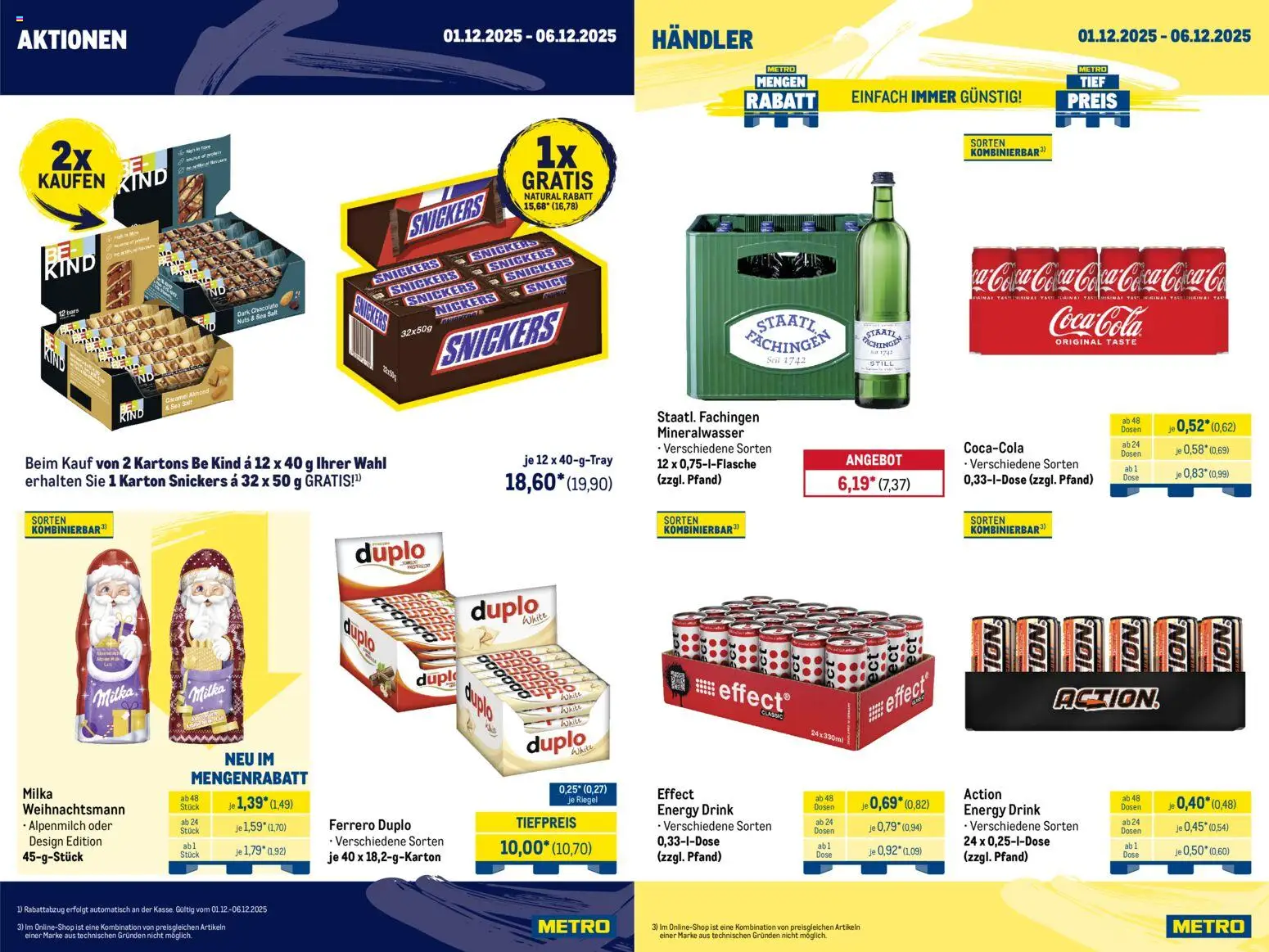 Metro - Wochen-Angebote Händler – gültig ab 01.12.2025 | Seite: 2 | Produkte: Energy, Ferrero duplo, Milka, Mineralwasser