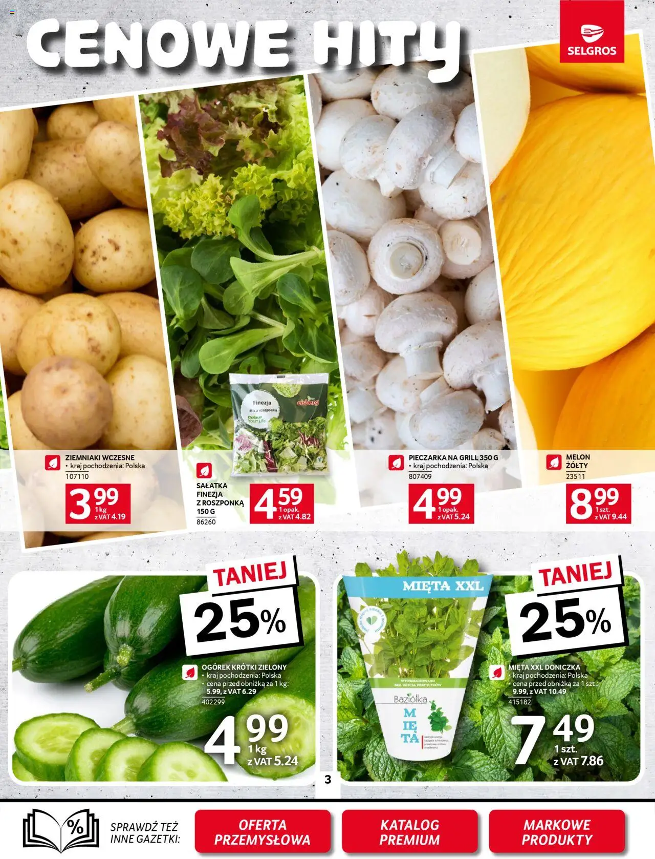 Selgros cash&carry Gazetka od 05.06.2025 | Strona: 3 | Produkty: Melon, Mięta, Sałatka, Ziemniaki