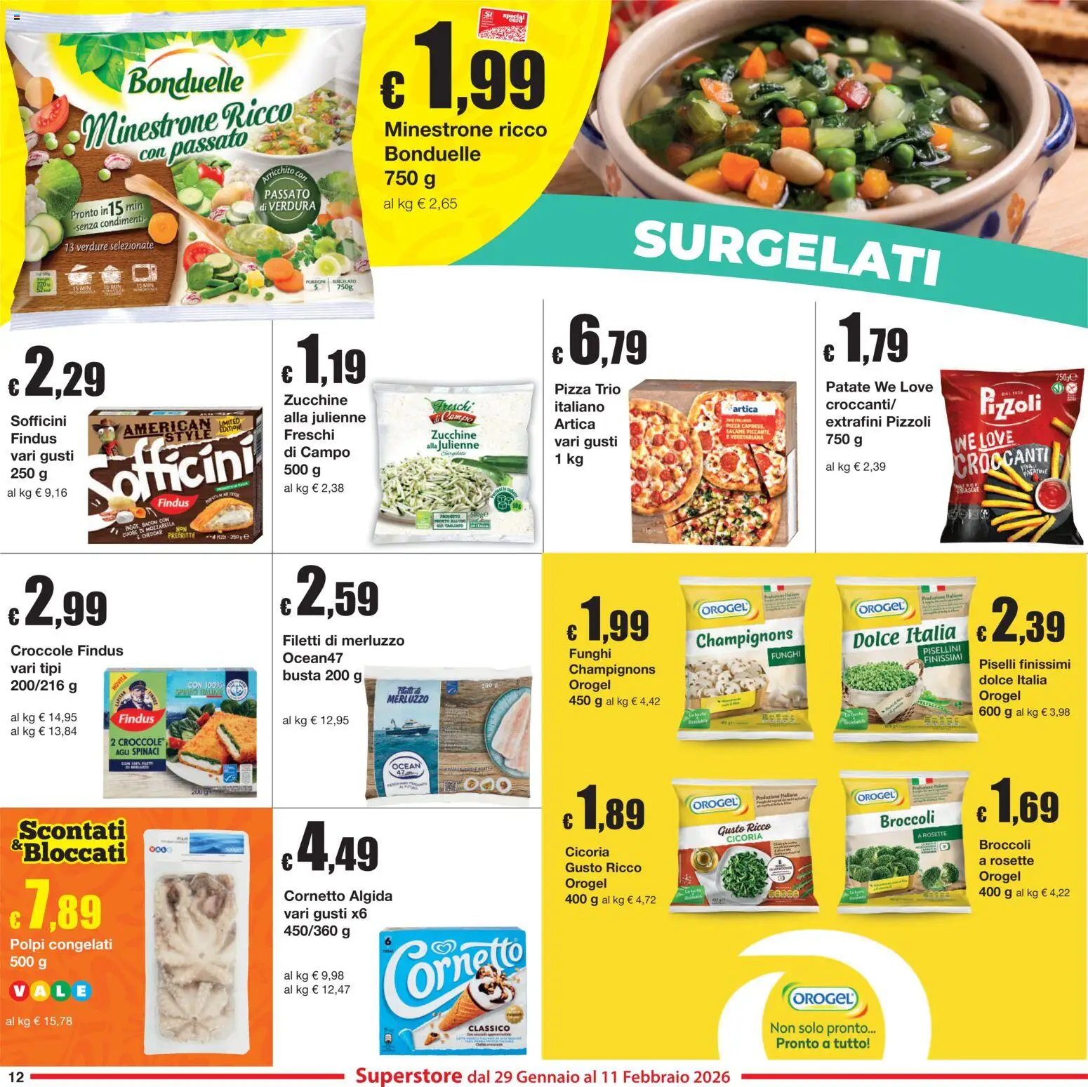 Volantino Sì con Te del 29.01.2026 | Pagina: 12 | Prodotti: Salame, Patatine, Mozzarella, Spinaci