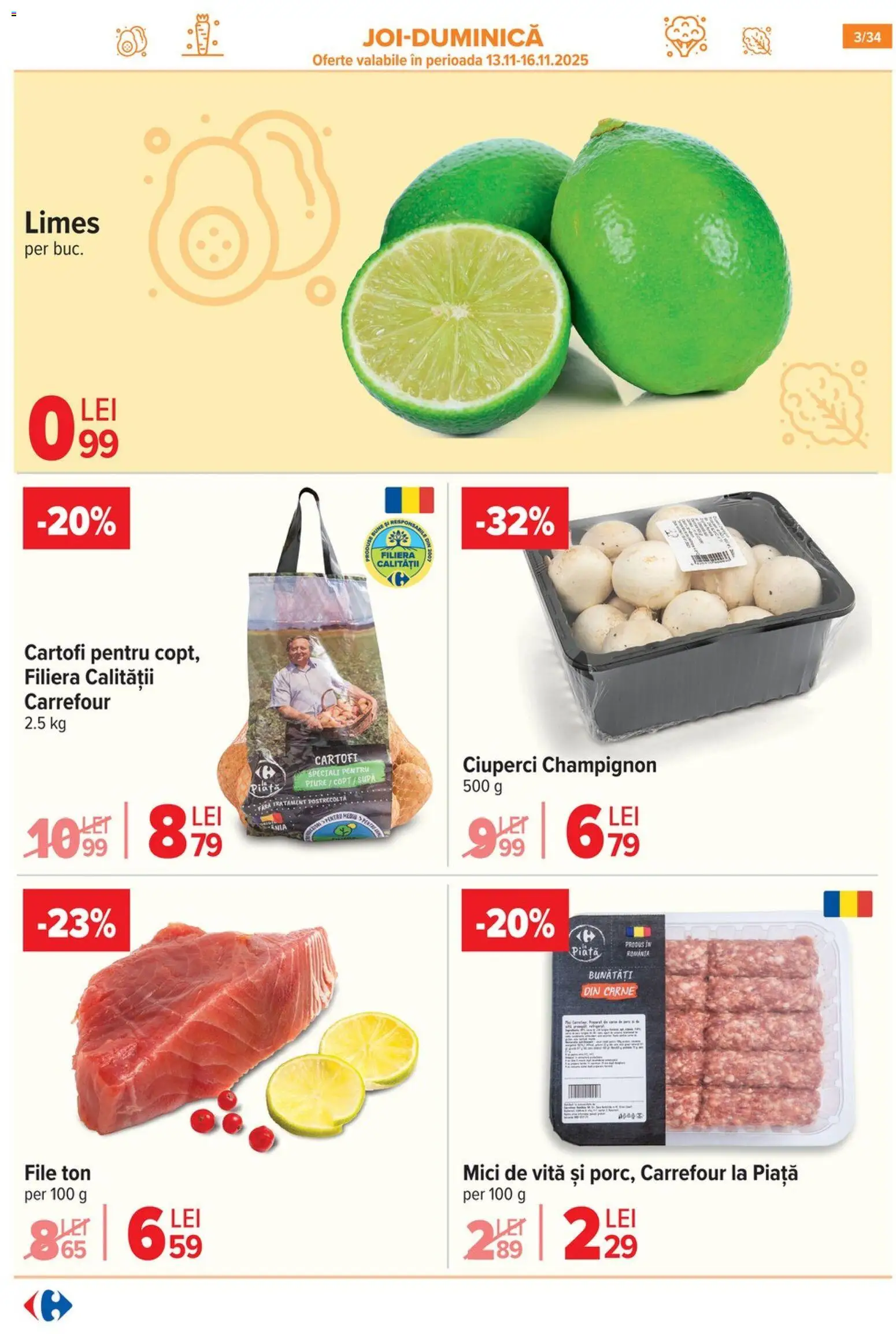 Noul catalog Carrefour – valabil de la 12.11.2025 | Pagină: 3 | Produse: Cort, Mici, Ciuperci, Cartofi