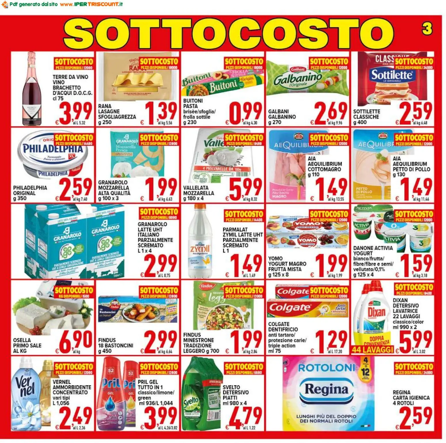 Volantino Ipertriscount del 06.12.2025 | Pagina: 3 | Prodotti: Dentifricio, Ammorbidente, Vino, Lavatrice
