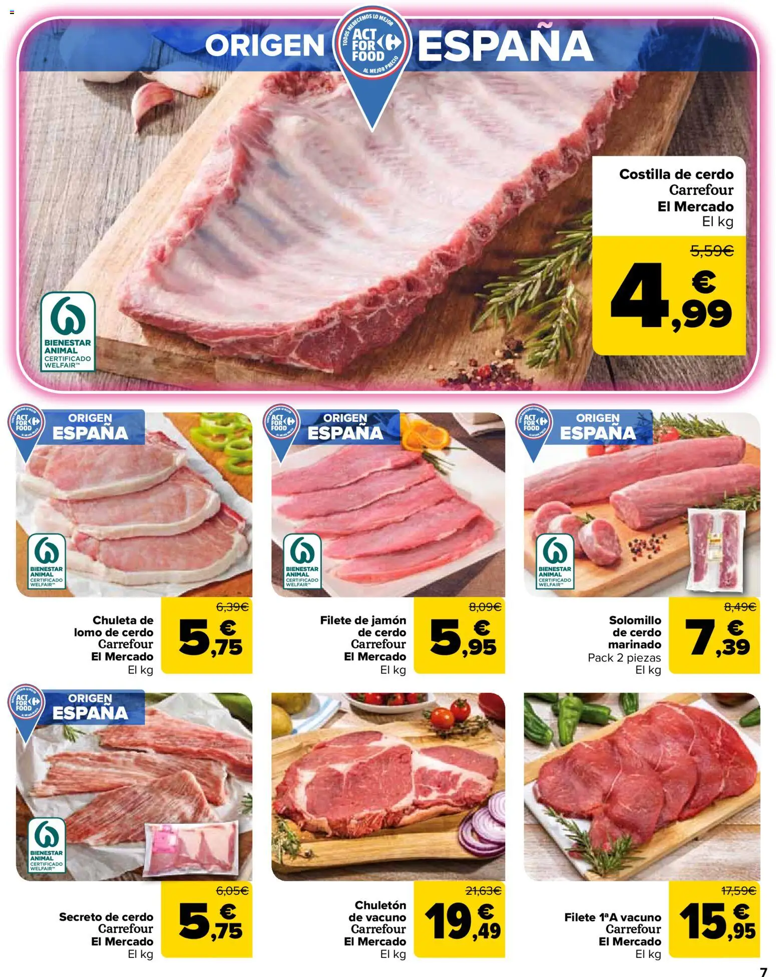 Carrefour Market folleto │ válido desde el 12.03.2026 | Página: 7 | Productos: Jamón, Cerdo, Costilla de cerdo, Filete