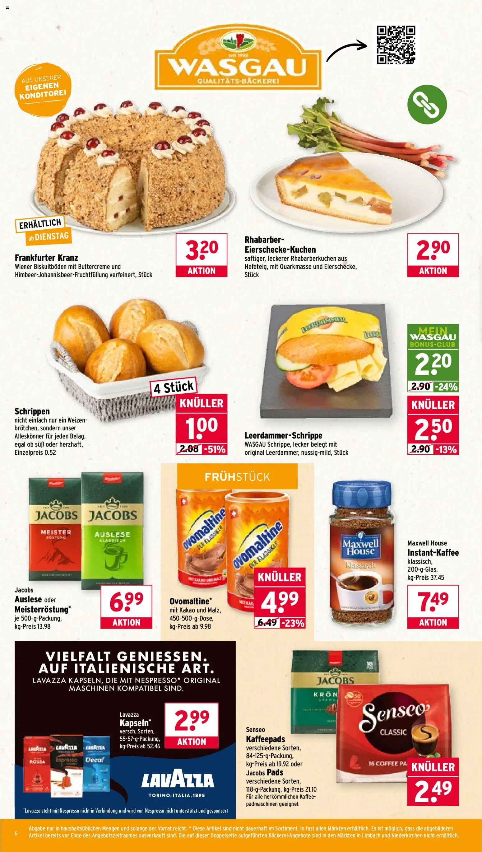 Wasgau Prospekt 	 – gültig ab 02.03.2026 | Seite: 6 | Produkte: Senseo, Lavazza, Kaffeepads, Bäckerei