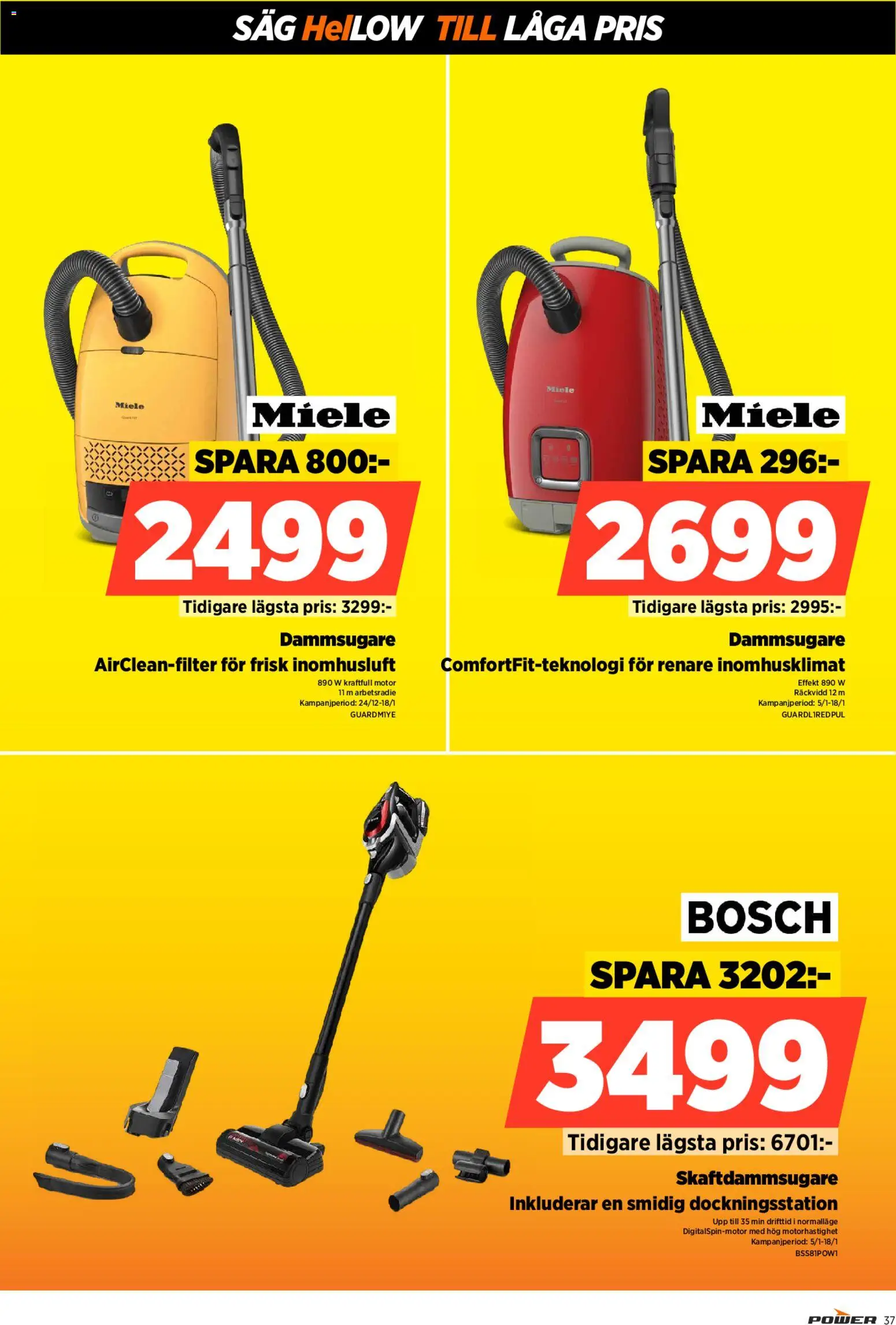 Power reklamblad aktuell från 05.01.2026 | Sida: 37 | Produkter: Dammsugare, Såg, Skaftdammsugare