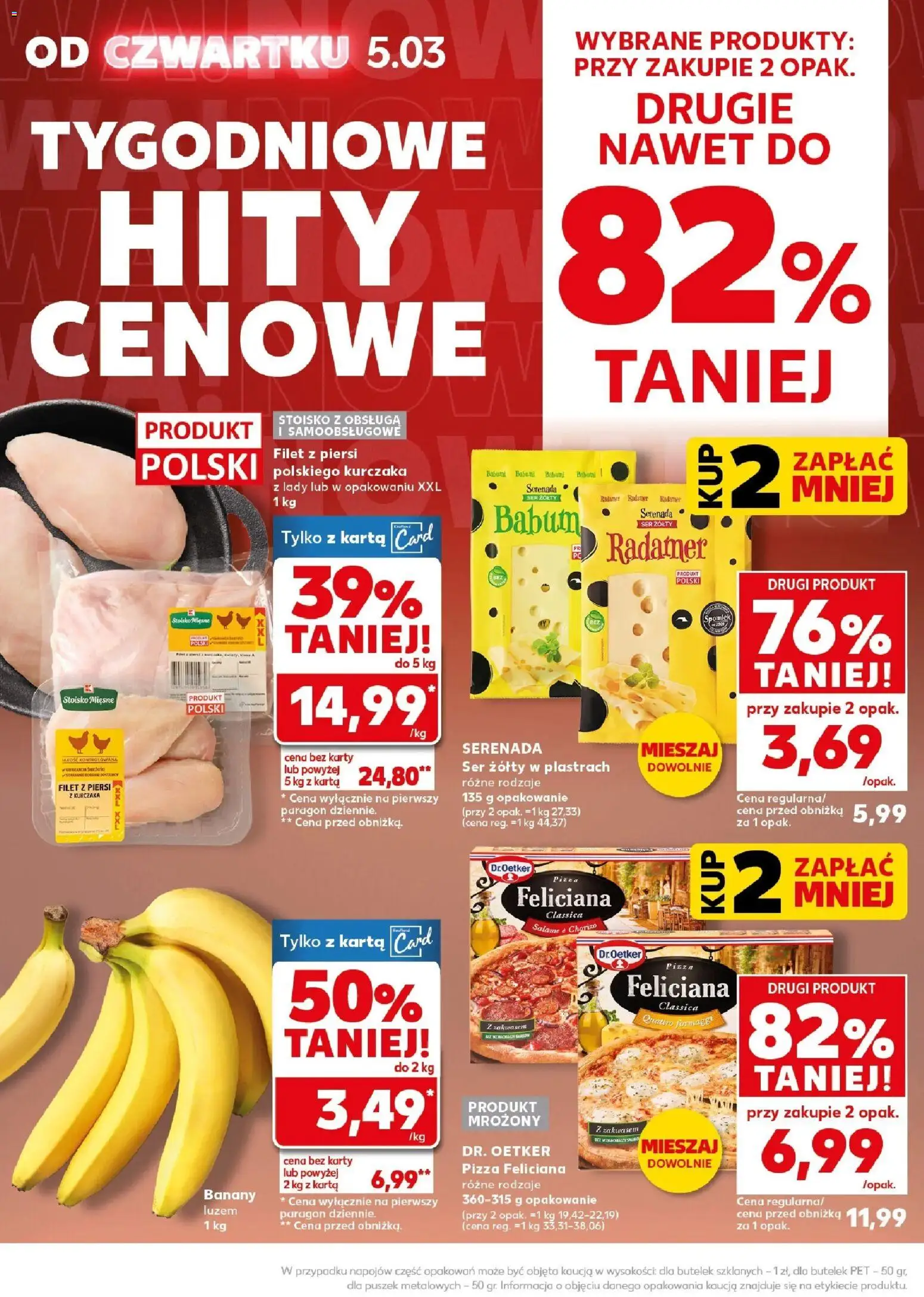 Kaufland gazetka - Mocny start od 09.03.2026 | Strona: 4 | Produkty: Ser żółty, Karta, Pizza, Banany