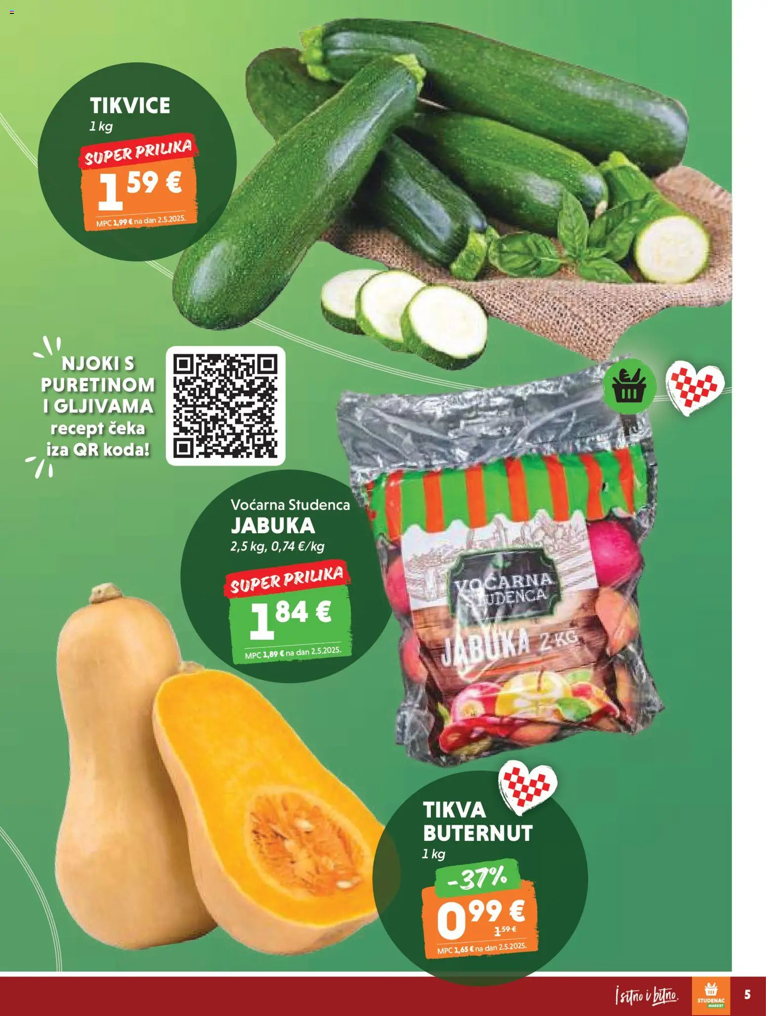 Studenac katalog | vrijedi od 02.01.2026 | Stranica: 5 | Proizvodi: Tikvice, Njoki, Jabuka