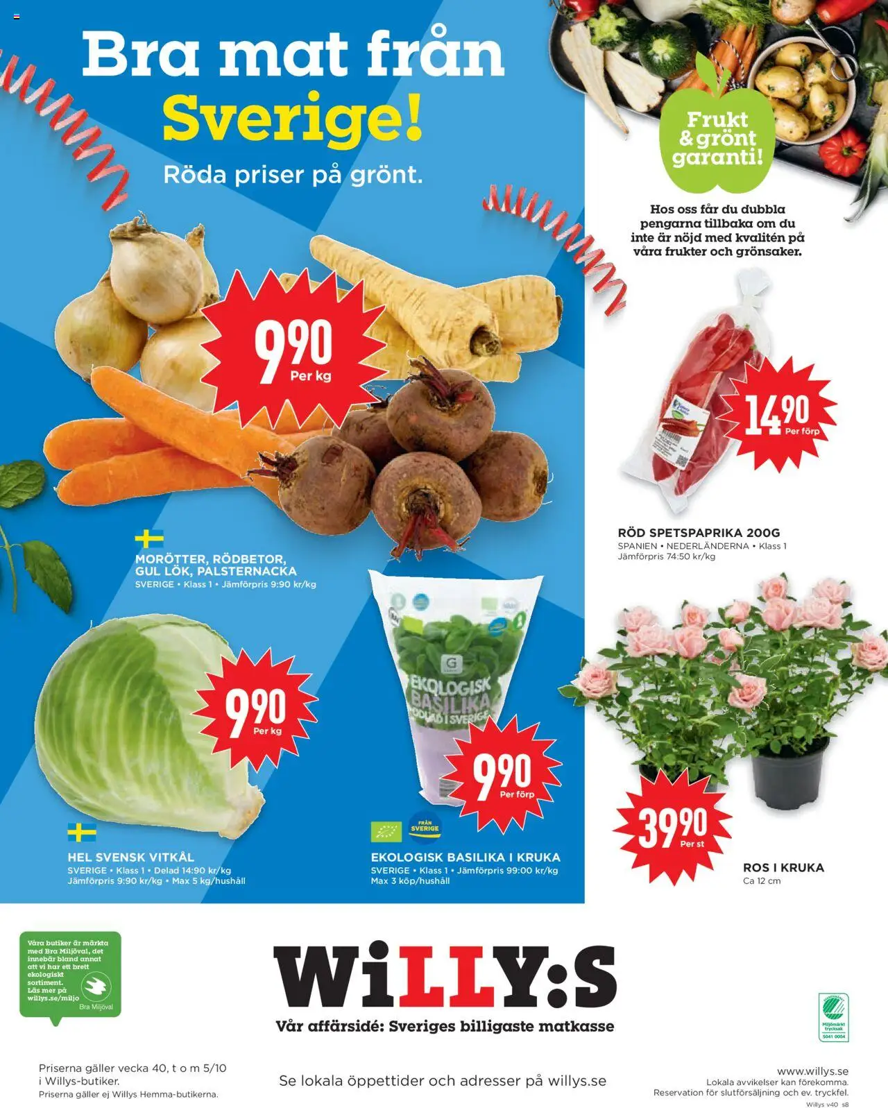 Willys reklamblad aktuell från 29.09.2025 | Sida: 8 | Produkter: Galler, Kruka, Vitkål, Basilika