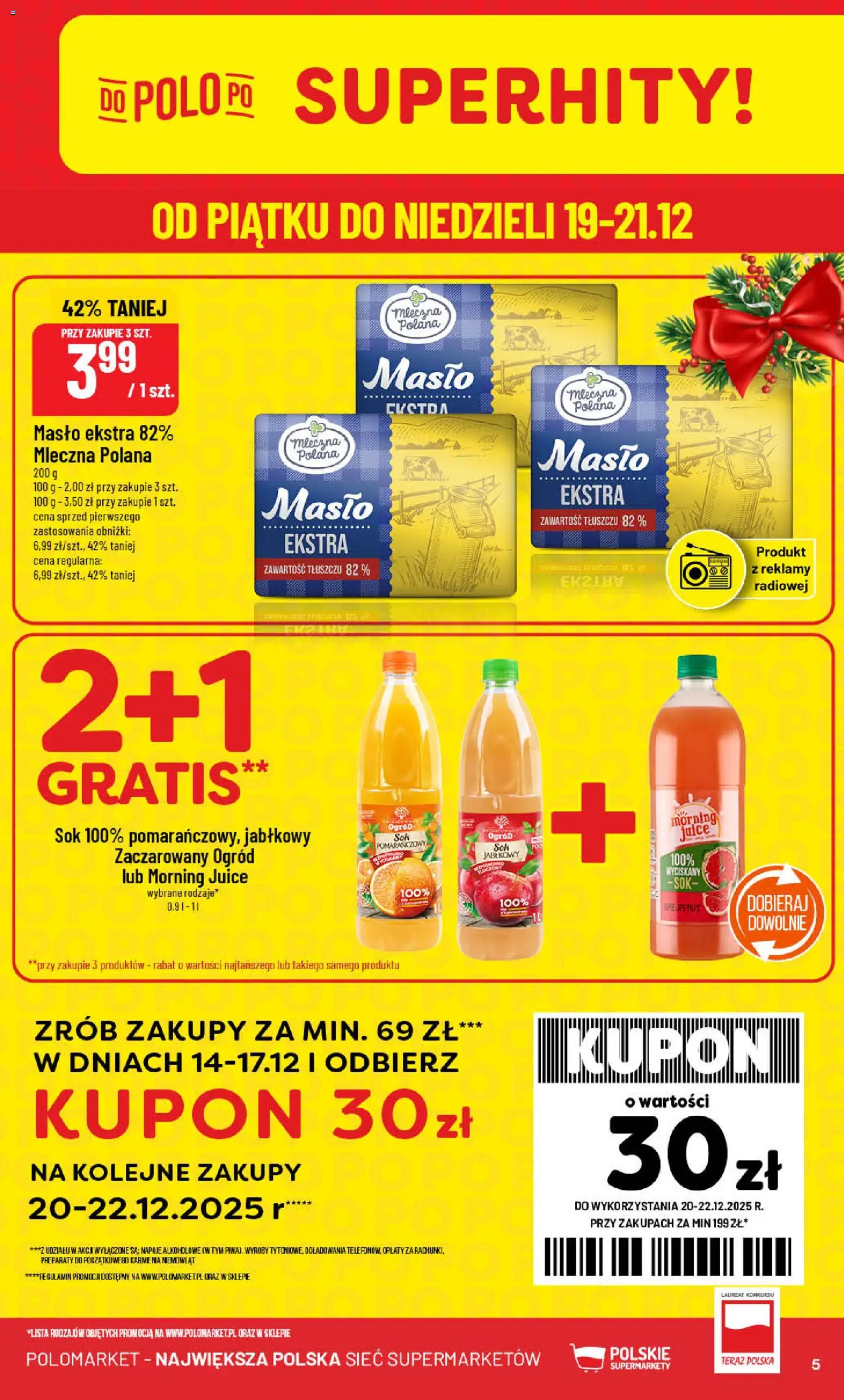 POLOmarket Gazetka od 17.12.2025 | Strona: 5 | Produkty: Napoje, Masło, Sok