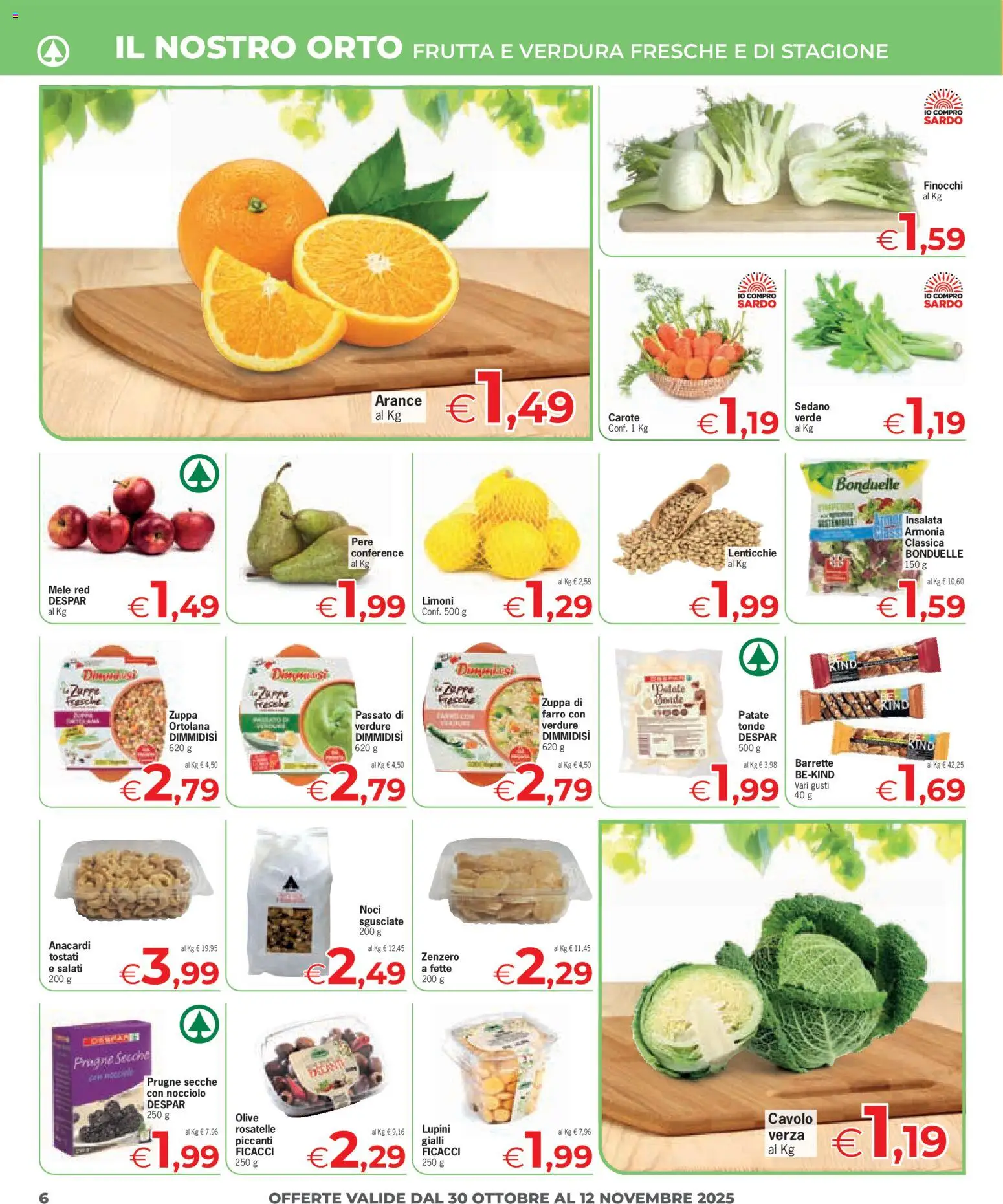 Volantino Eurospar del 30.10.2025 | Pagina: 6 | Prodotti: Arance, Insalata, Patate, Anacardi