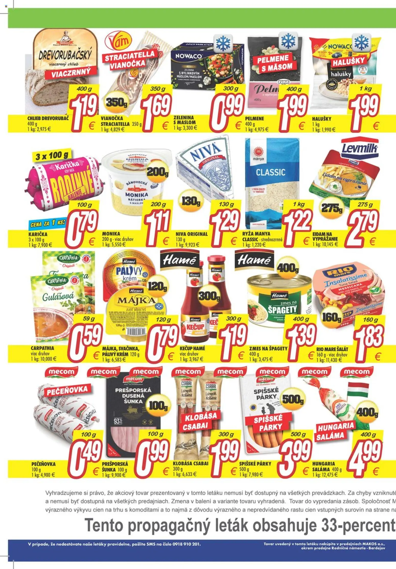 Nové Makos akcie – leták je platný od 24.11.2025 | Strana: 3 | Produkty: Klobása, Eidam, Kečup, Špagety