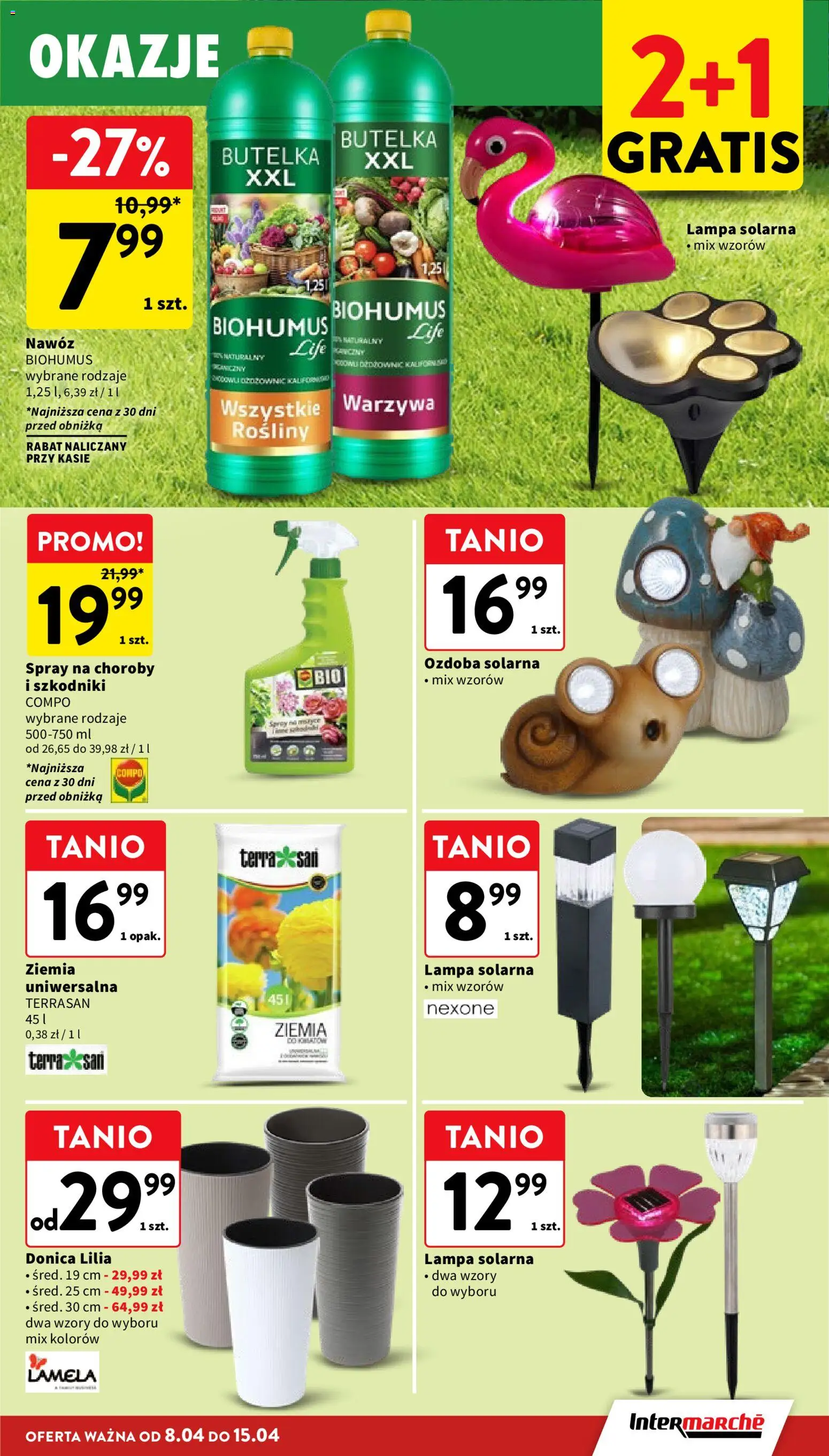 Intermarche gazetka od 08.04.2026 | Strona: 37 | Produkty: Lampa solarna, Ziemia, Lampa, Rosliny