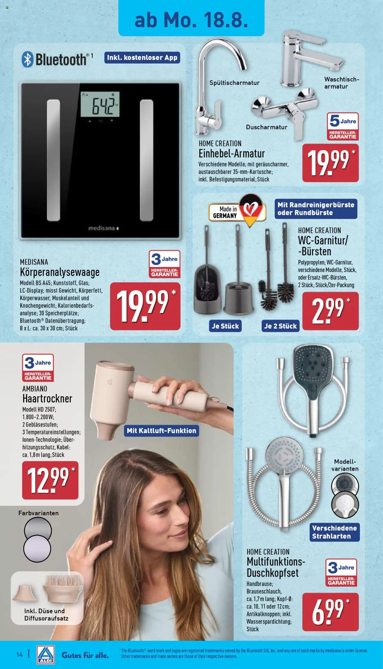 Aldi Prospekt 	 - gültig ab dem 18.08.2025 | Seite: 14 | Produkte: Armatur, Waschtisch, Duscharmatur, Home creation