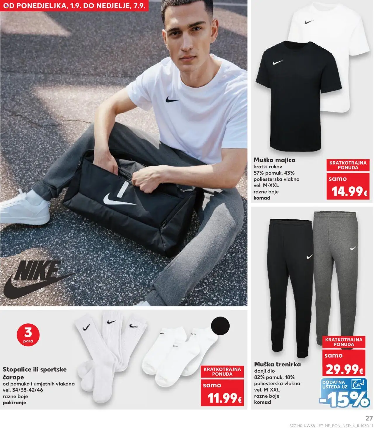 Kaufland katalog | vrijedi od 27.08.2025 | Stranica: 27 | Proizvodi: Majica, Čarape, Trenirka