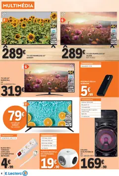Pré-visualização E.Leclerc folheto Não Alimentar válido de 09.04.2026 | Página: 4 | Produtos: Rádio, Microfone, Tv led, Interruptor