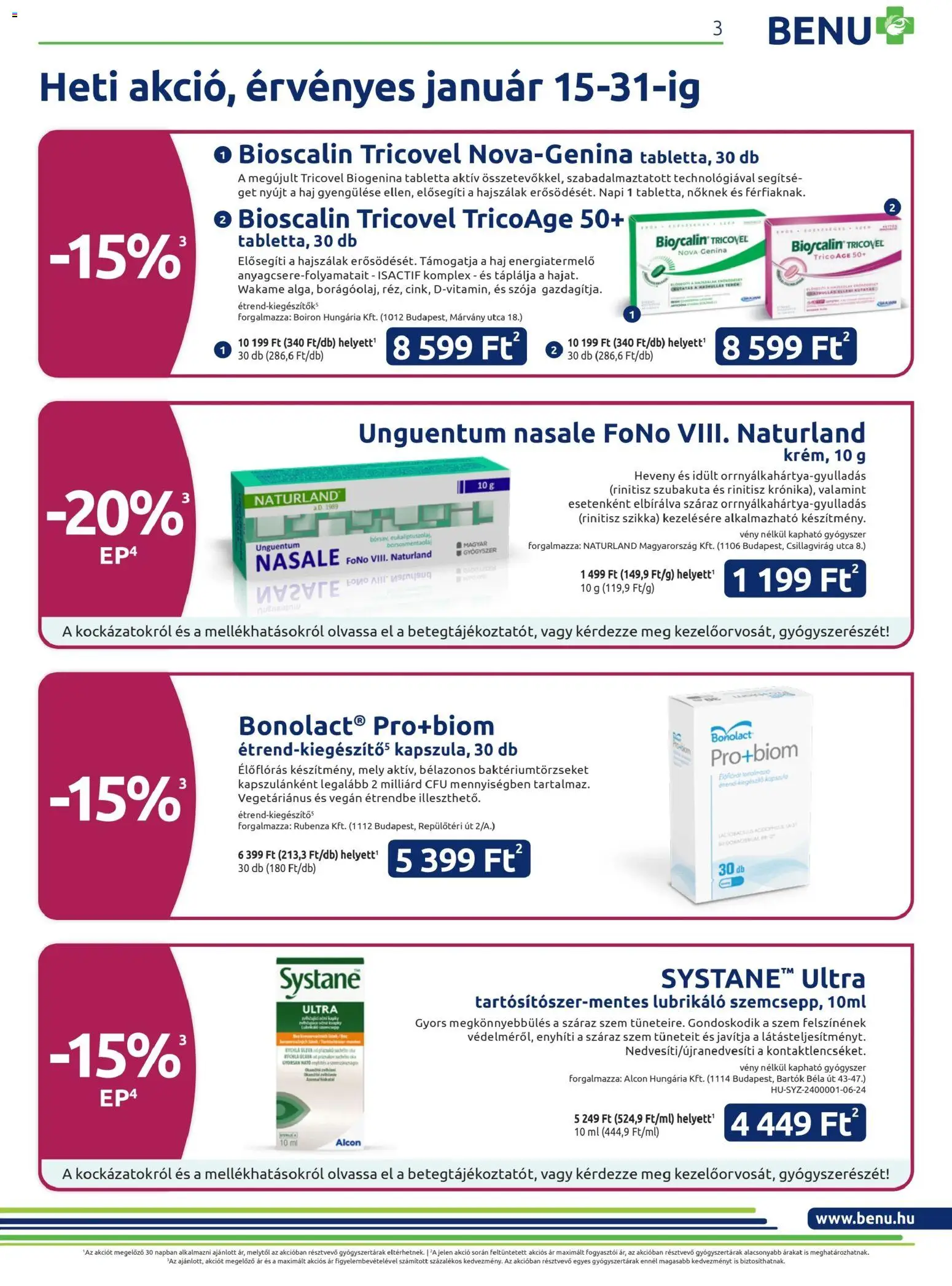 BENU Gyógyszertárak akciós ujság - amely érvényes a következő dátumtól: 01.01.2026 | Oldal: 3 | Termékek: Vegán