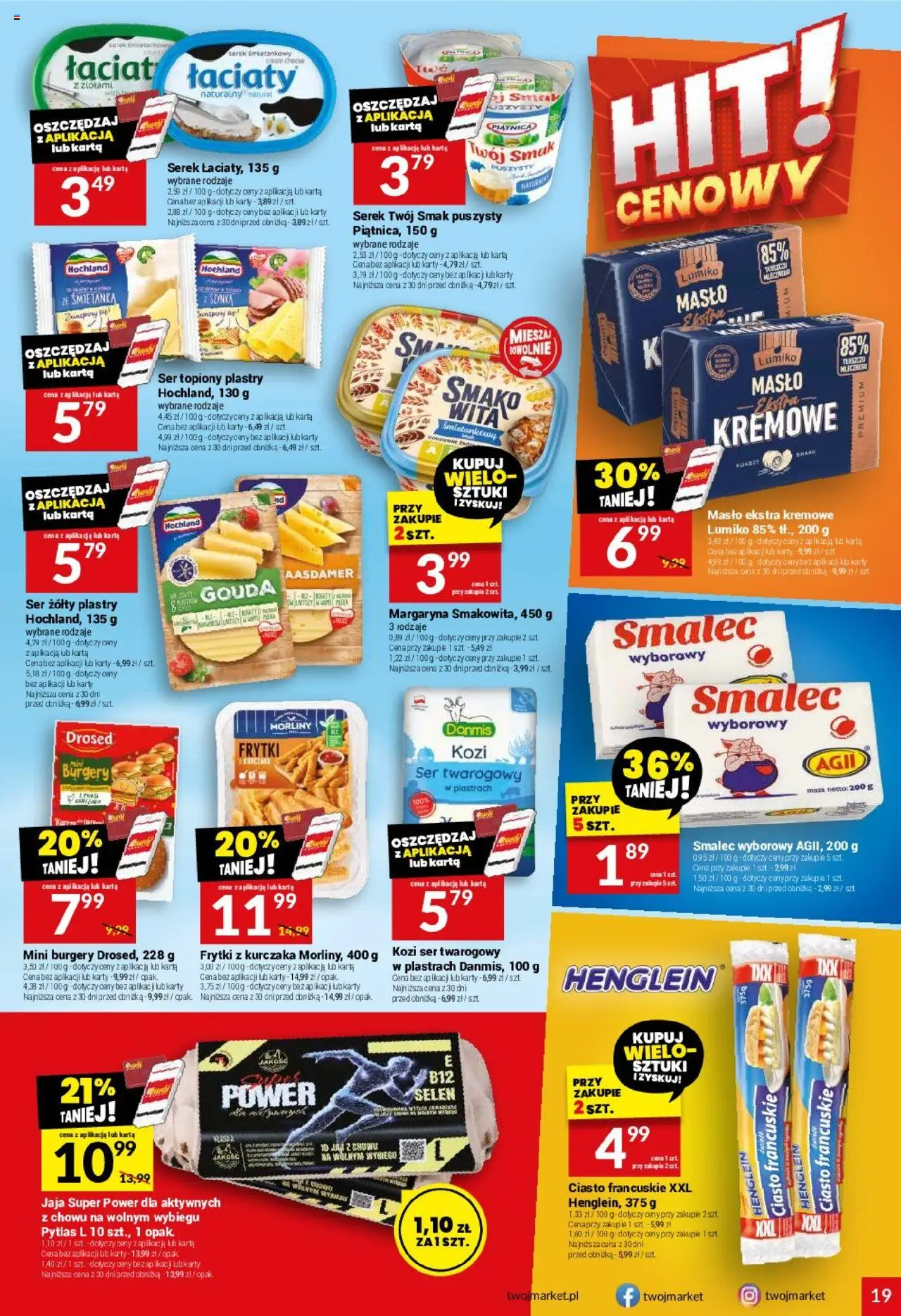 Twój Market Gazetka od 03.09.2025 | Strona: 19 | Produkty: Ser żółty, Ciasto, Szynka, Masło
