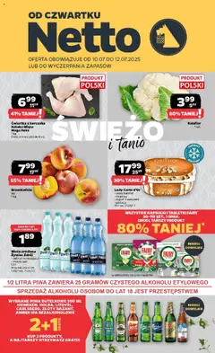 Netto gazetka - Spożywcza od 10.07.2025 | Strona: 1 | Produkty: Brzoskwinia, Tiramisu, Ćwiartka z kurczaka, Lody