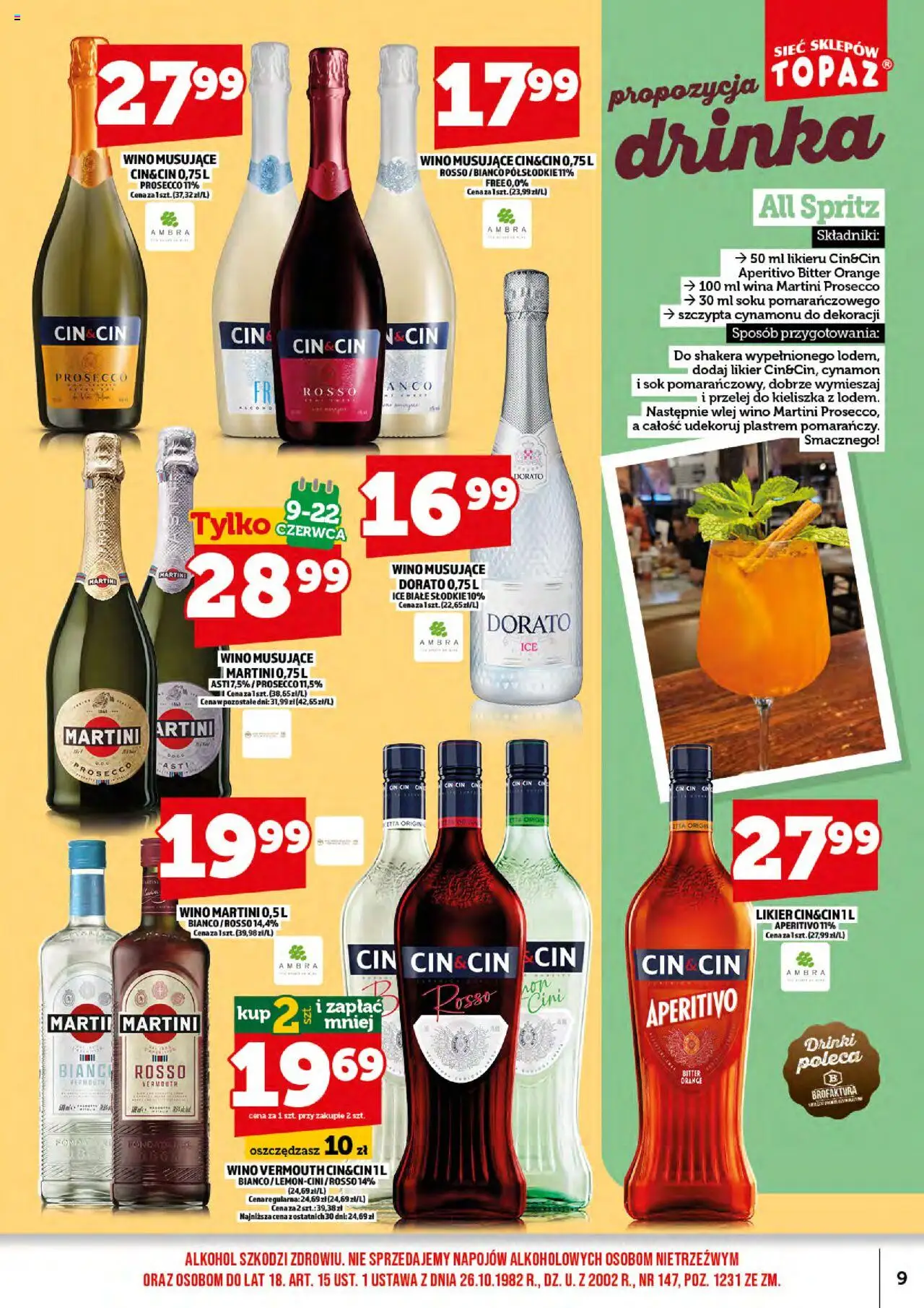 Topaz Gazetka alkoholowa od 01.06.2025 | Strona: 11 | Produkty: Martini, Cynamon, Alkohol, Prosecco
