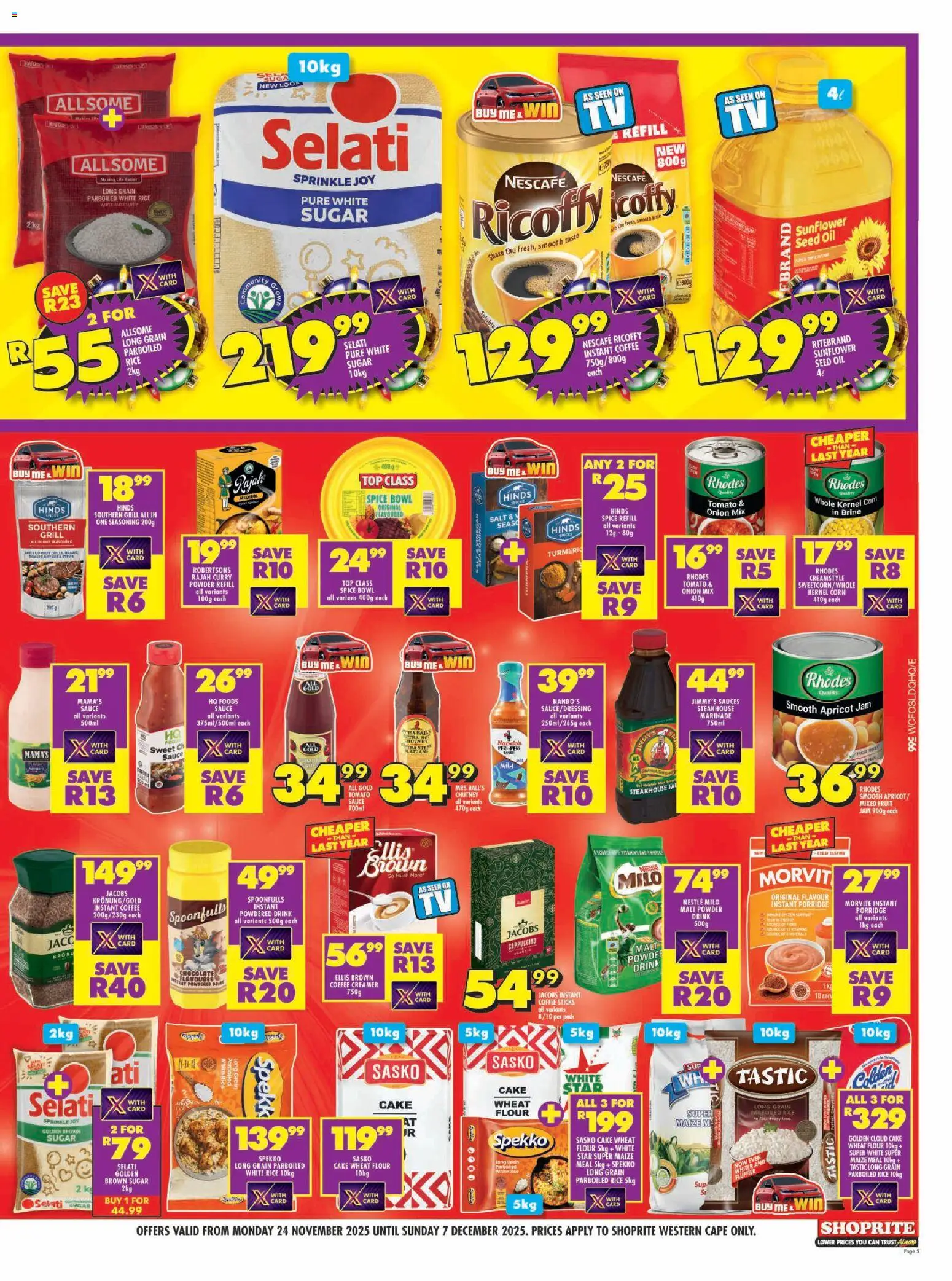 New Shoprite catalogue – valid from 24.11.2025 | Page: 5 | Products: Powder, Rice, Marinade, Sauce