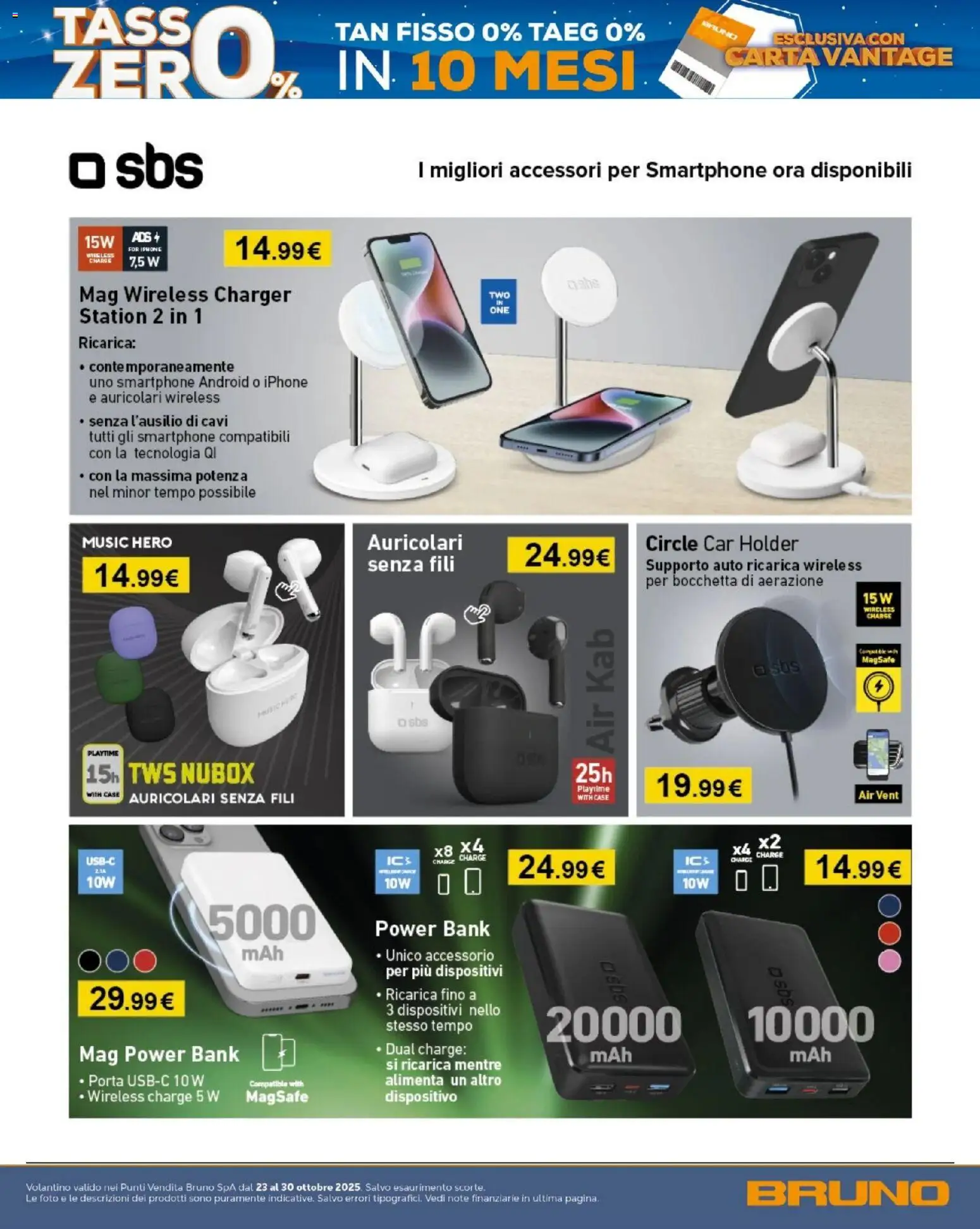 Volantino BRUNO del 23.10.2025 | Pagina: 13 | Prodotti: Auricolari, Iphone, Power bank, Smartphone