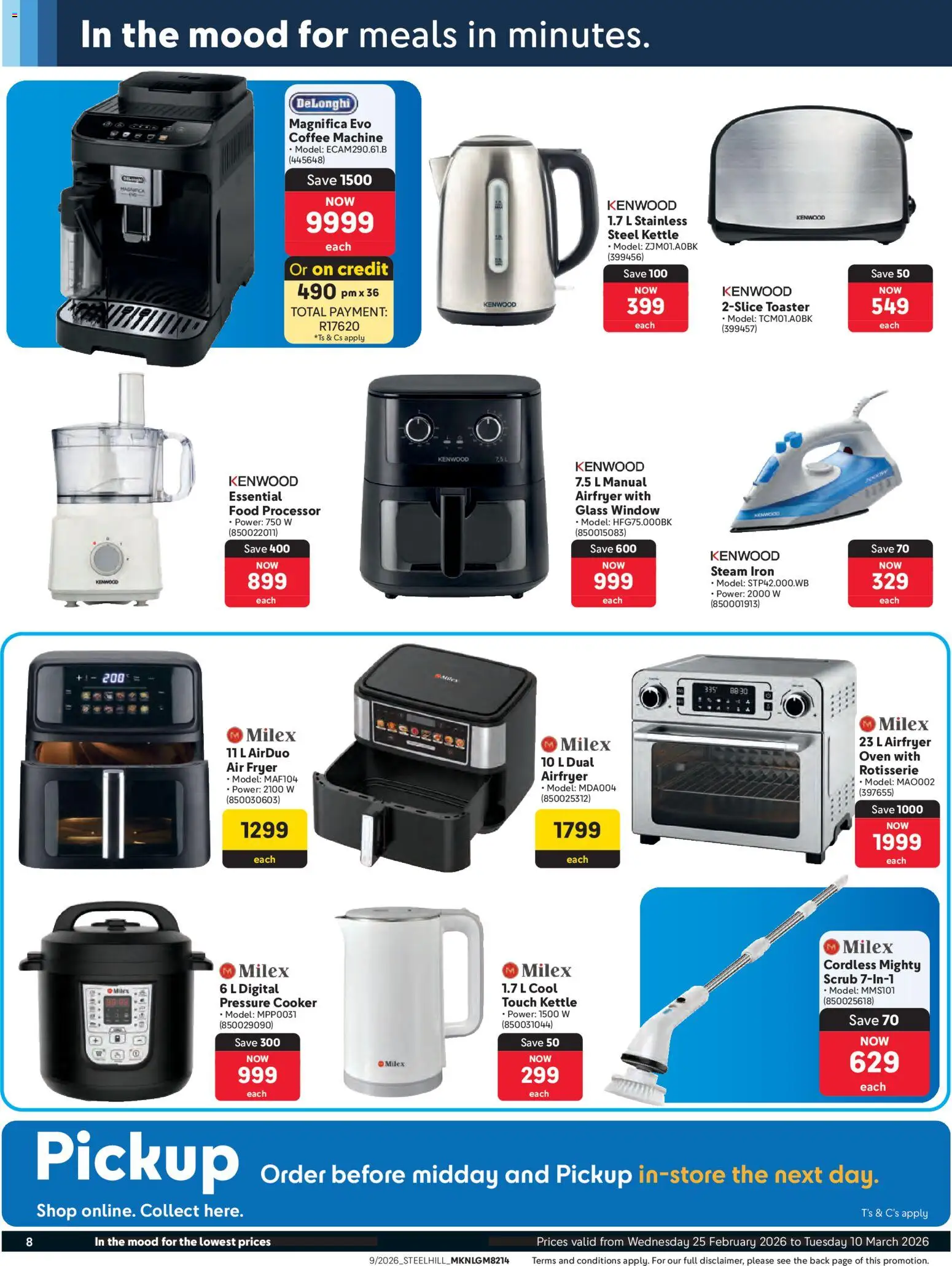 New Makro catalogue – valid from 25.02.2026 | Page: 8 | Products: Kettle, Iron, Food processor, Coffee