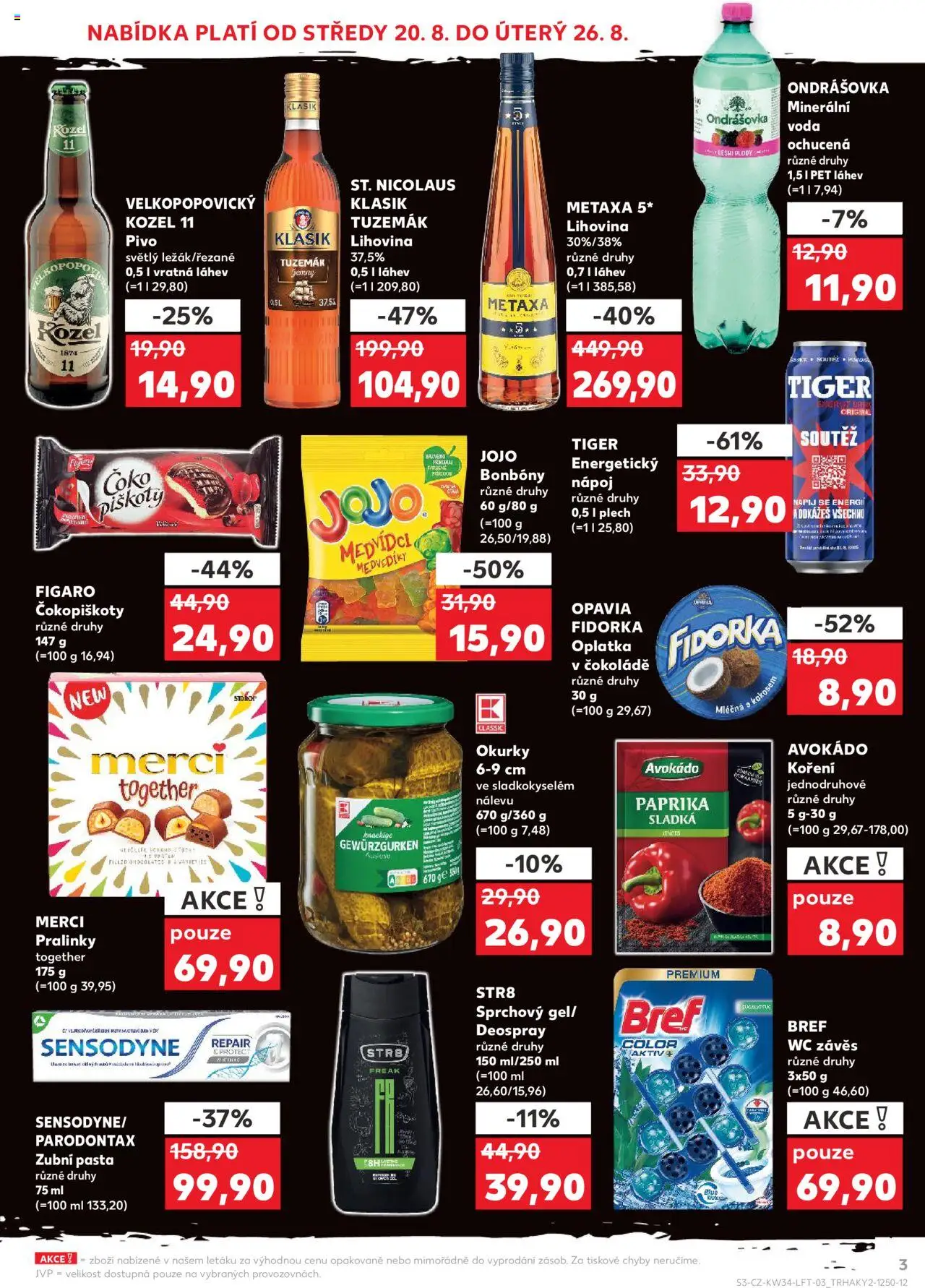 Kaufland leták - Brno od 20.08.2025 | Strana: 3 | Produkty: Jojo, Energetický nápoj Tiger, Tiger, Koření