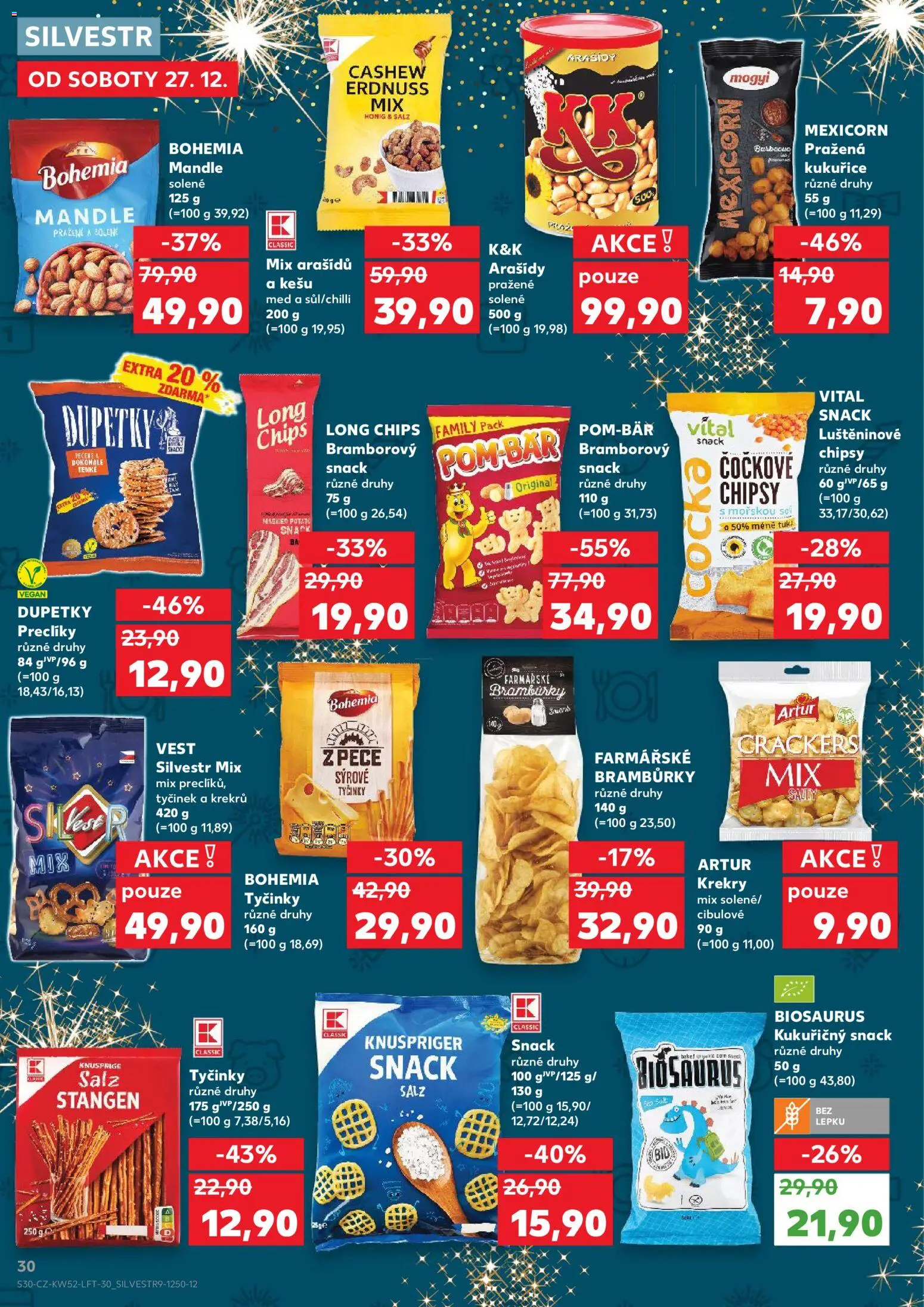 Kaufland leták - Plzeň od 27.12.2025 | Strana: 30 | Produkty: Kešu, Tyčinky, Dupetky, Mandle