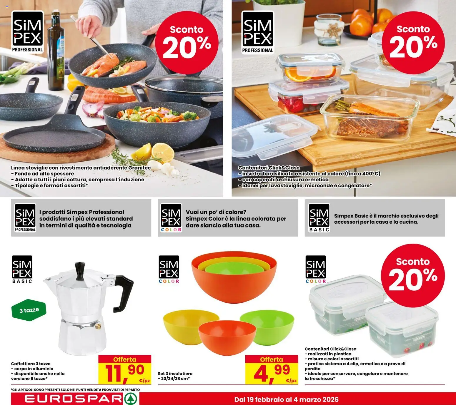 Volantino Eurospar del 19.02.2026 | Pagina: 22 | Prodotti: Microonde, Caffettiera, Alluminio