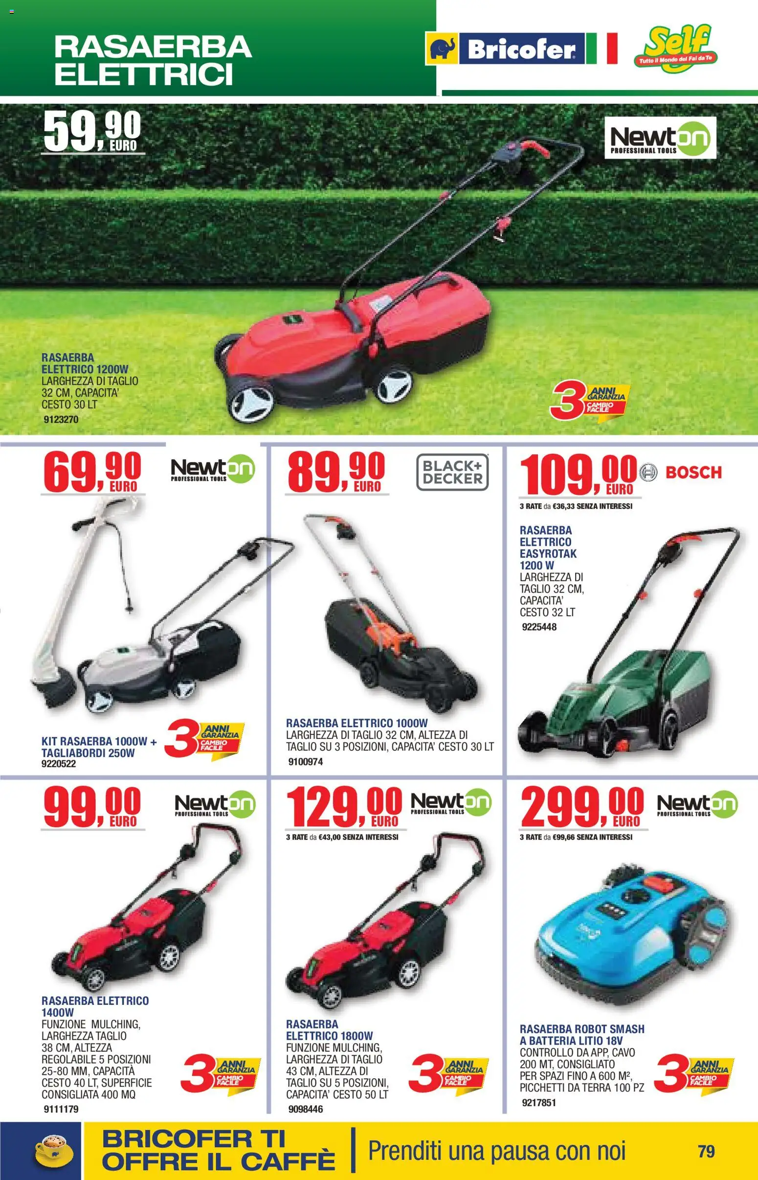 Volantino Bricofer del 14.04.2026 | Pagina: 79 | Prodotti: Tè, Rasaerba, Robot, Batteria