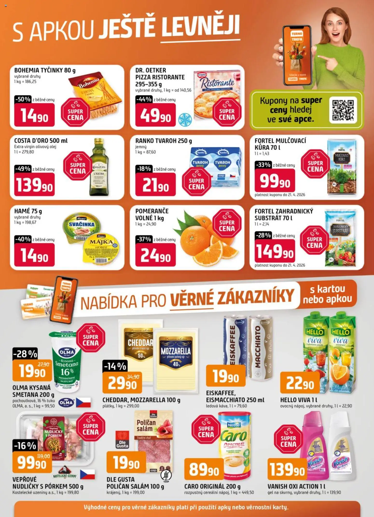 Trefa leták - Nabídka pro věrné zákazníky od 08.04.2026 | Strana: 1 | Produkty: Pomeranče, Caro, Kuchyně, Vanish