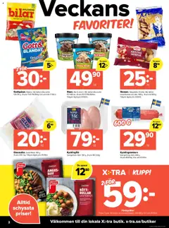 Coop X:-TRA reklamblad aktuell från 08.09.2025 | Sida: 2 | Produkter: Kycklingfile, Skorpor, Kardemumma, Glass