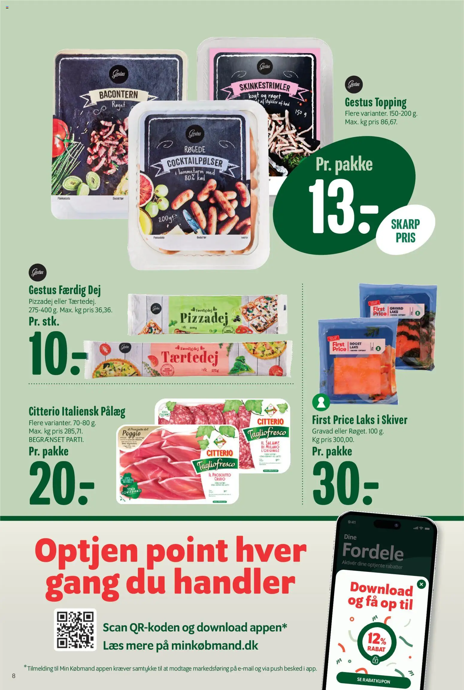 Min Købmand tilbudsavis – gyldig fra 27.12.2025 | Side: 8 | Produkter: Cocktailpølser, Pizzadej, Pålæg