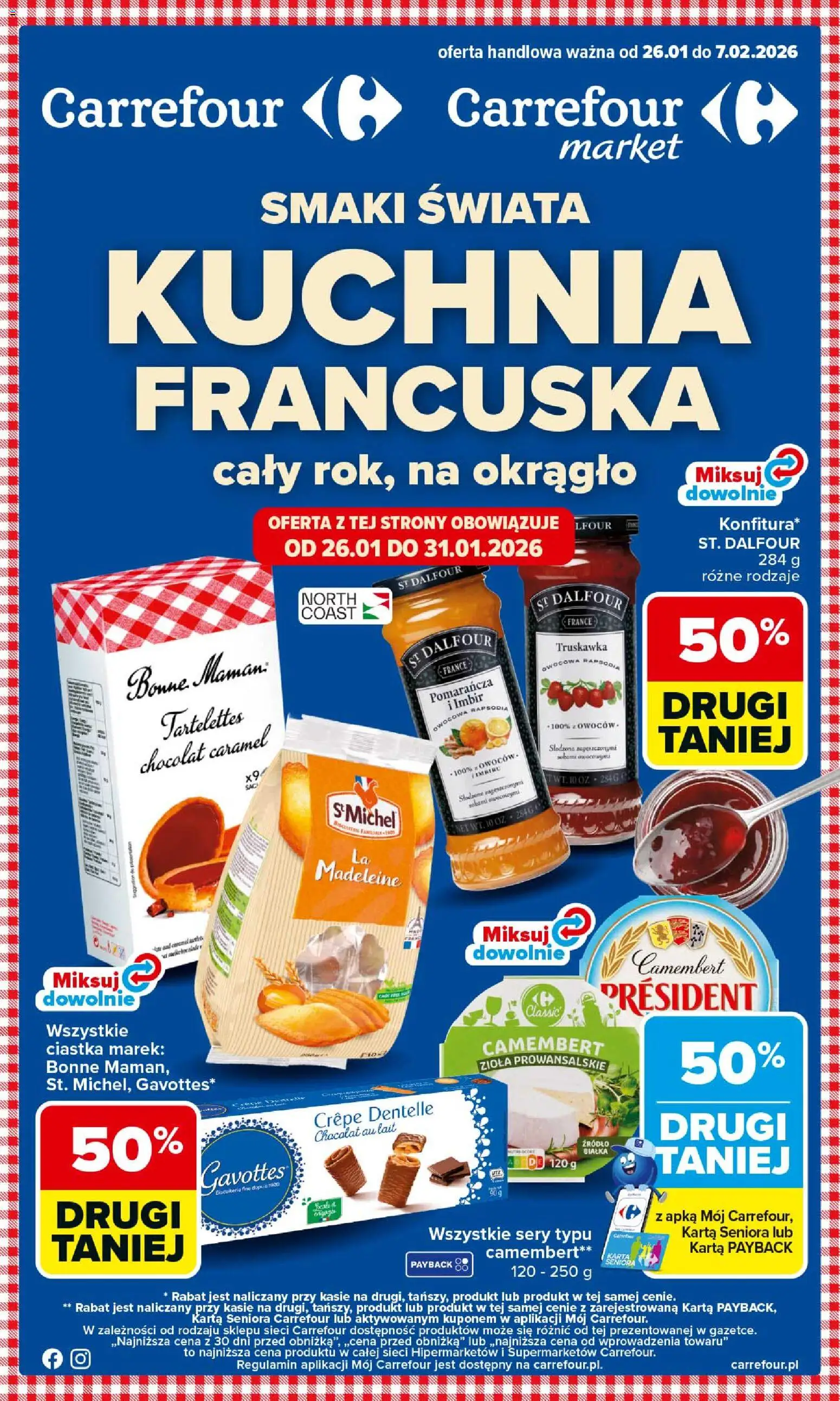 Carrefour Gazetka - Kuchnia Francuska od 26.01.2026 | Strona: 1 | Produkty: Karta, Zioła prowansalskie, Camembert, Sery