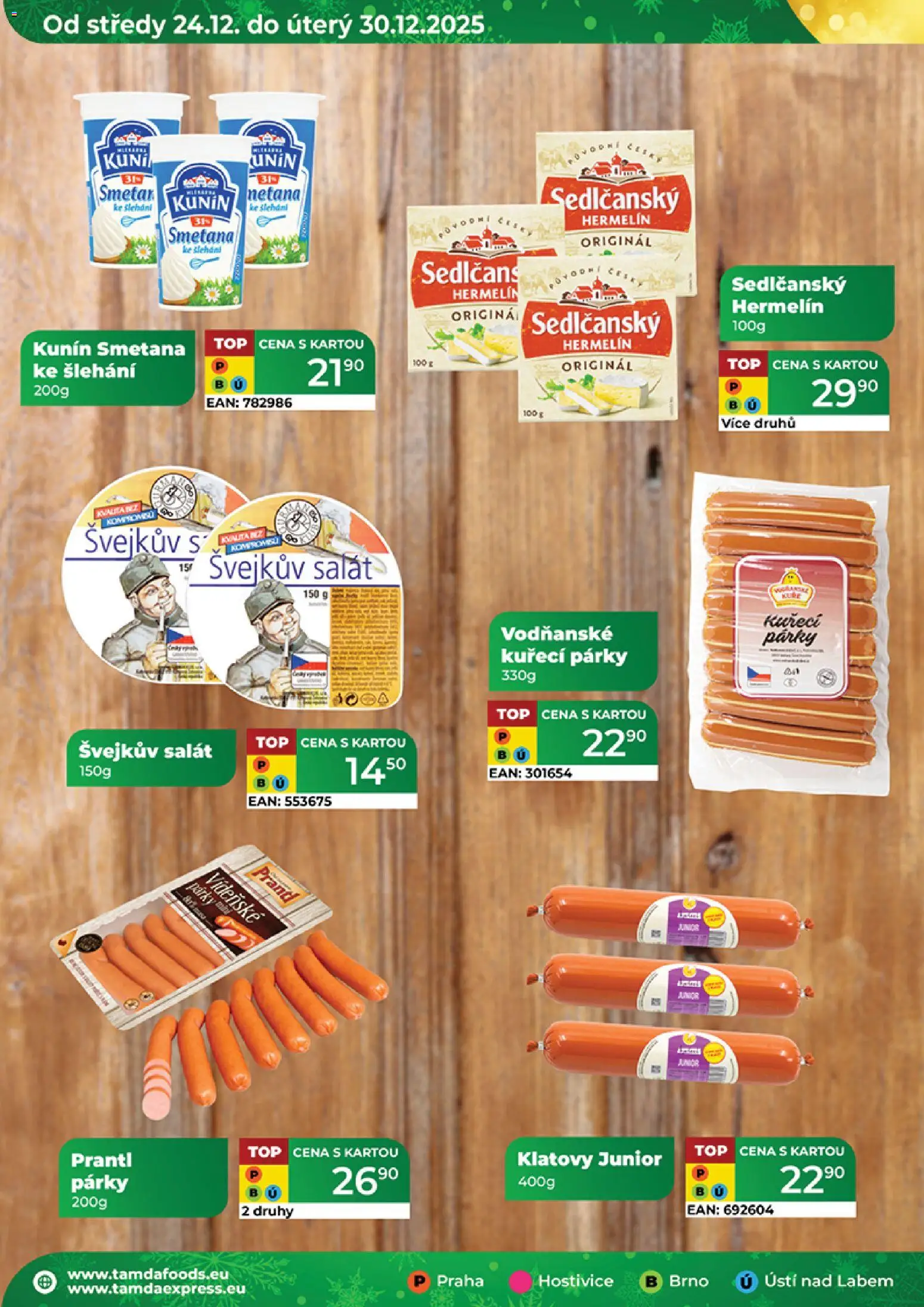 Tamda Foods leták od 24.12.2025 | Strana: 50 | Produkty: Sedlčanský Hermelín, Smetana, Salát, Hermelín