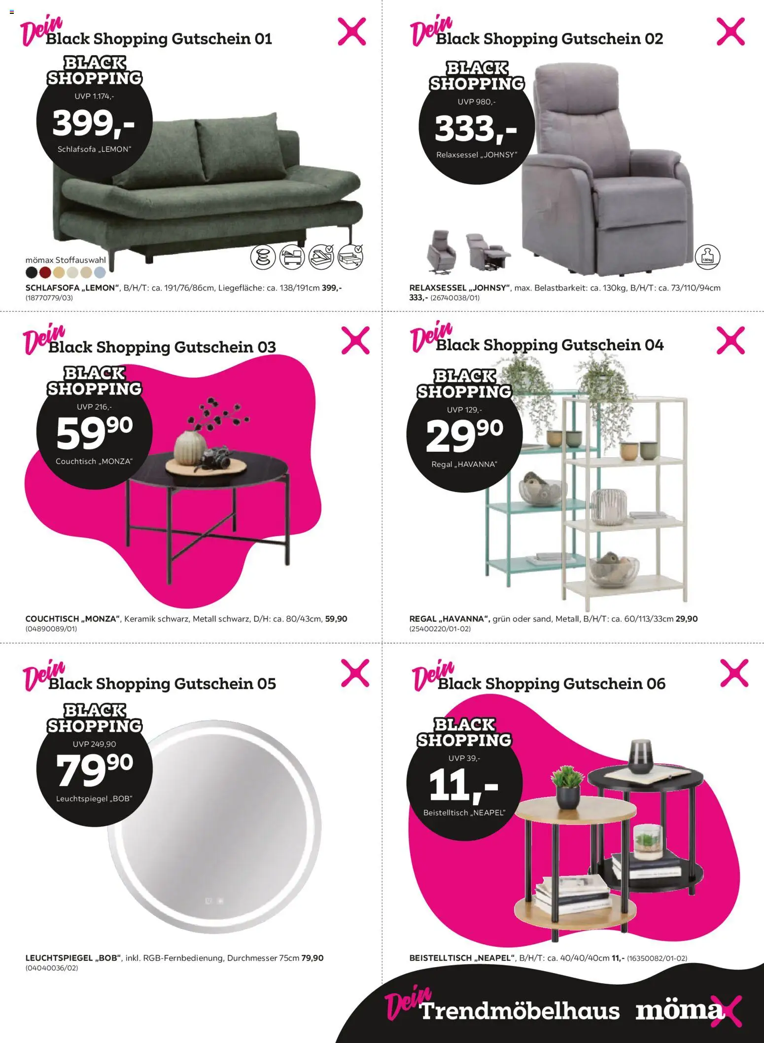 Mömax - Black Friday – gültig ab 17.11.2025 | Seite: 3 | Produkte: Schlafsofa, Relaxsessel, Couchtisch, Regal