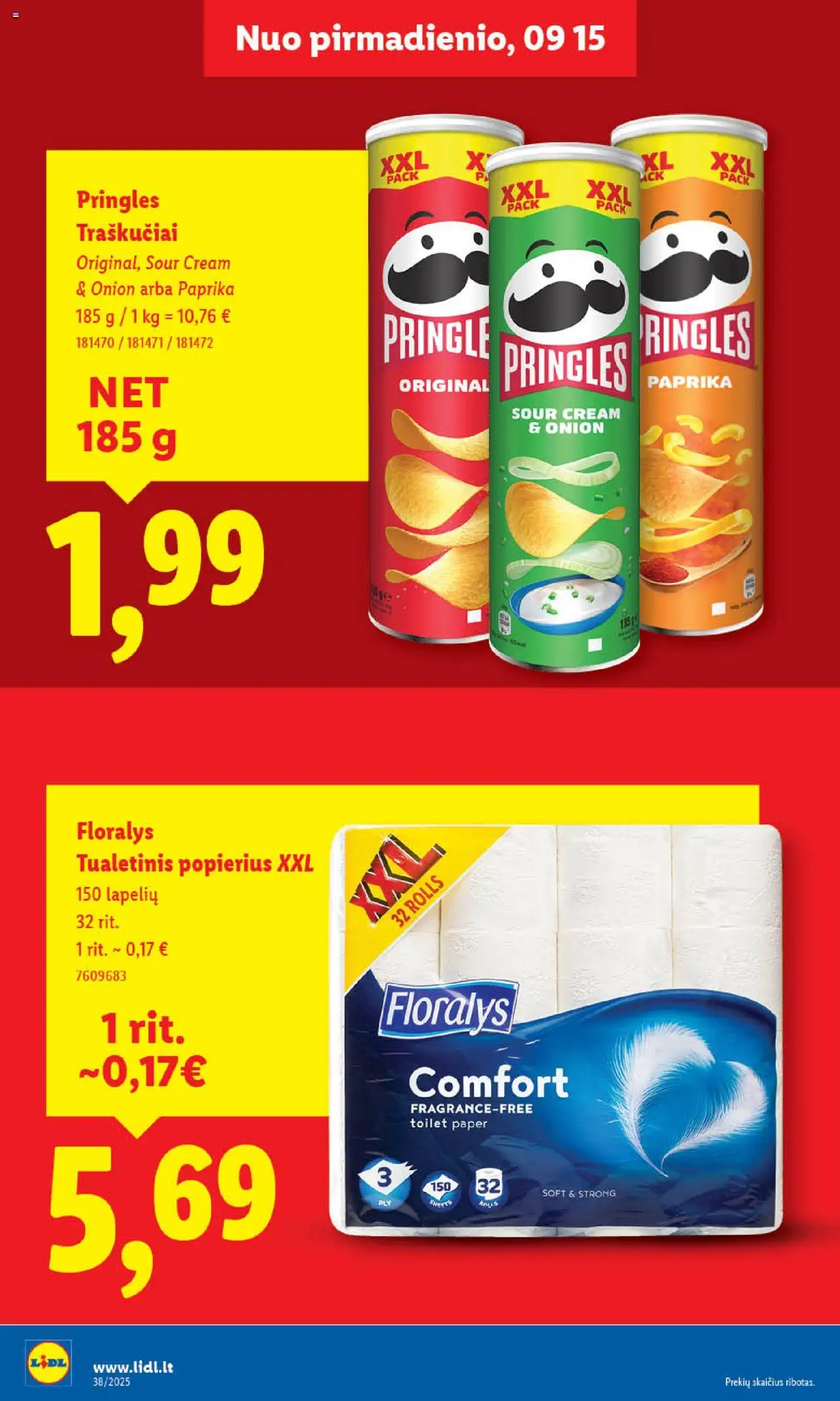 LIDL akcijos nuo 15.09.2025 | Puslapis: 22 | Prekių: Paprika, Tualetinis popierius, Traškučiai