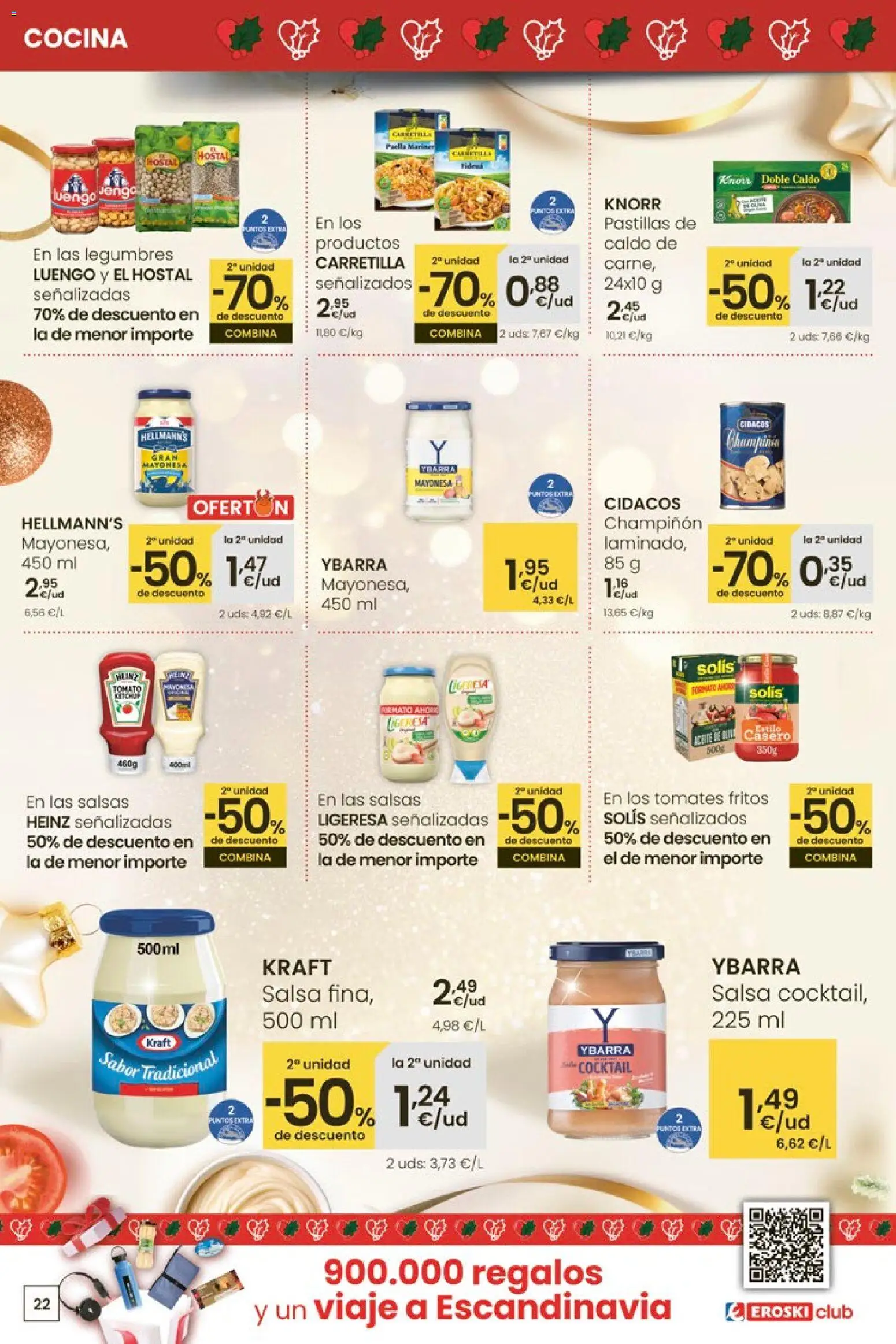 Eroski - Navidad  │ válido desde el 18.12.2025 | Página: 22 | Productos: Aceite, Tomates, Οθόνη προβολής, Cocina