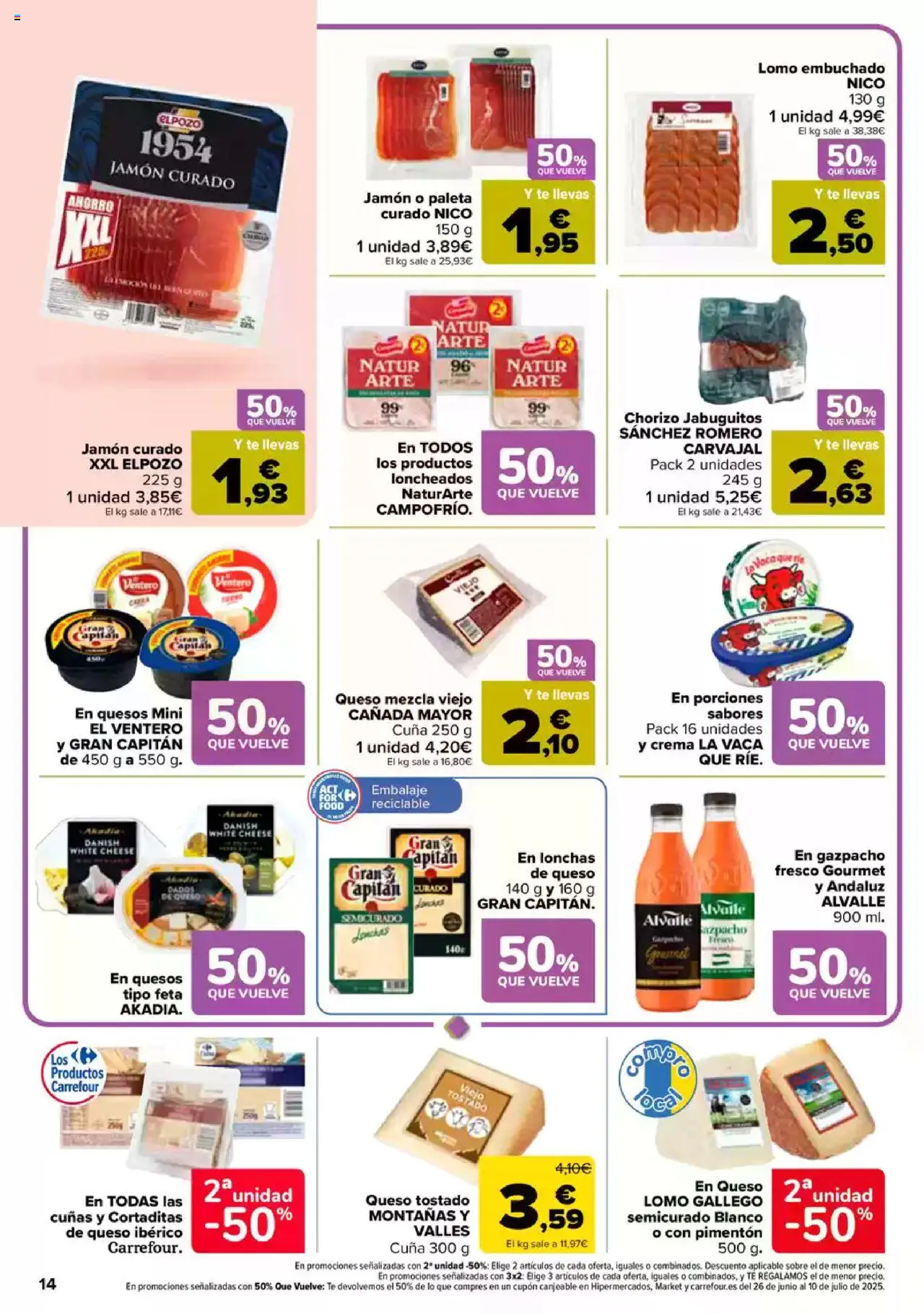 Carrefour folleto │ válido desde el 09.06.2025 | Página: 14 | Productos: Jamón, Té, Gazpacho, Cuna