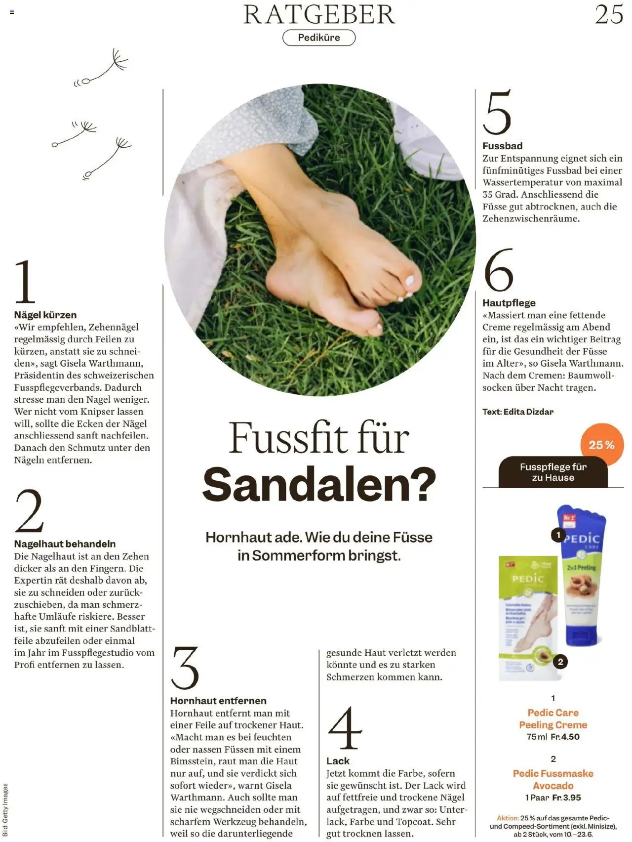 Migros Magazin ab 10.06.2025 | Seite: 25 | Produkte: Fußbad, Fußmaske, Avocado, Creme