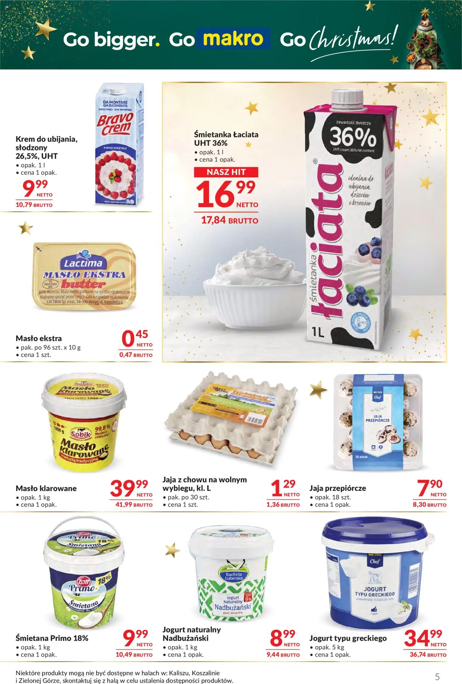 Makro Gazetka - Oferta dla gastronomii od 09.12.2025 | Strona: 5 | Produkty: Jogurt naturalny, Jaja przepiórcze, Krem, Jaja
