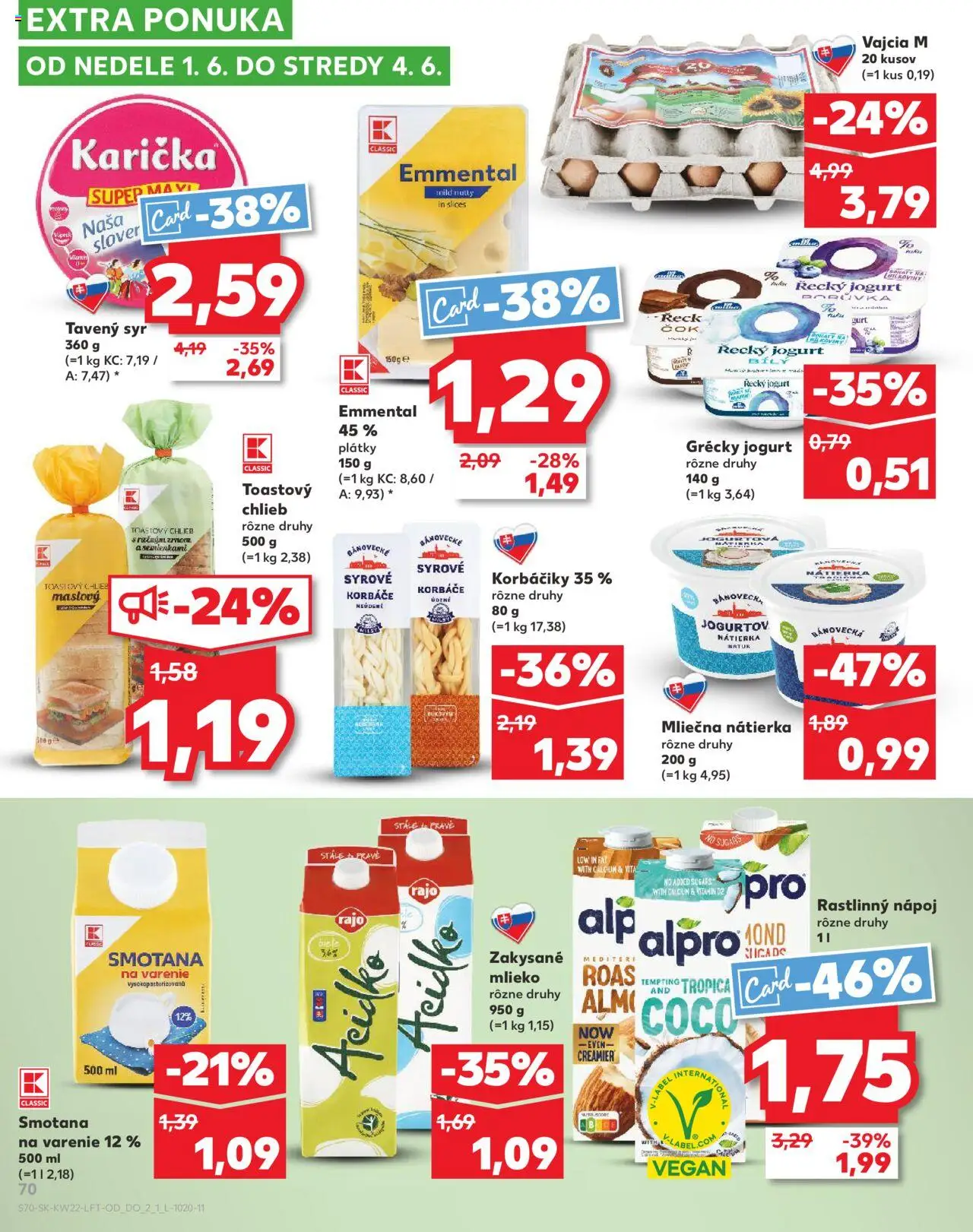 Nové Kaufland akcie – leták je platný od 29.05.2025 | Strana: 70 | Produkty: Mlieko, Chlieb, Grécky jogurt, Alpro