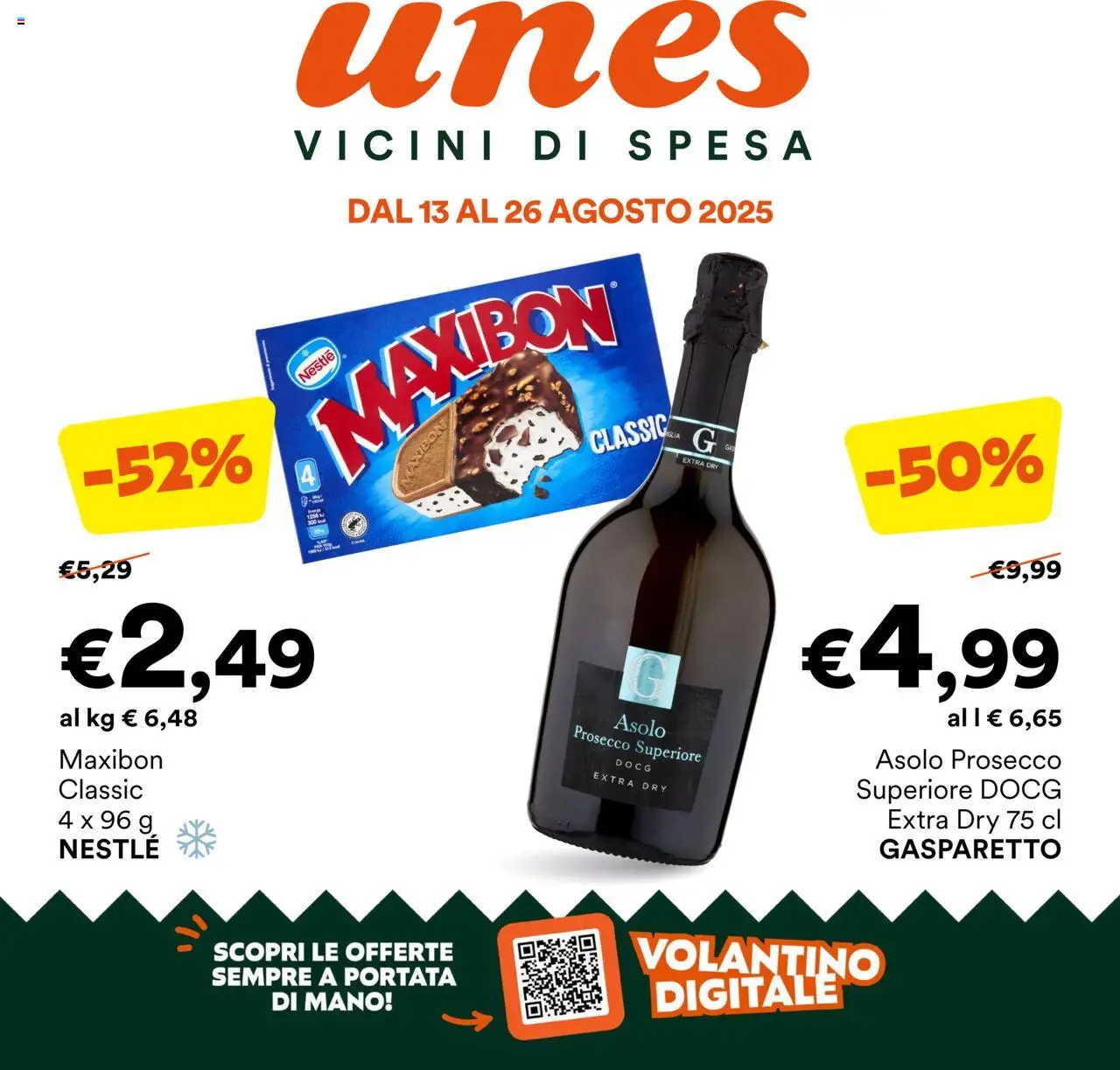 Volantino Unes del 13.08.2025 | Pagina: 1 | Prodotti: Prosecco