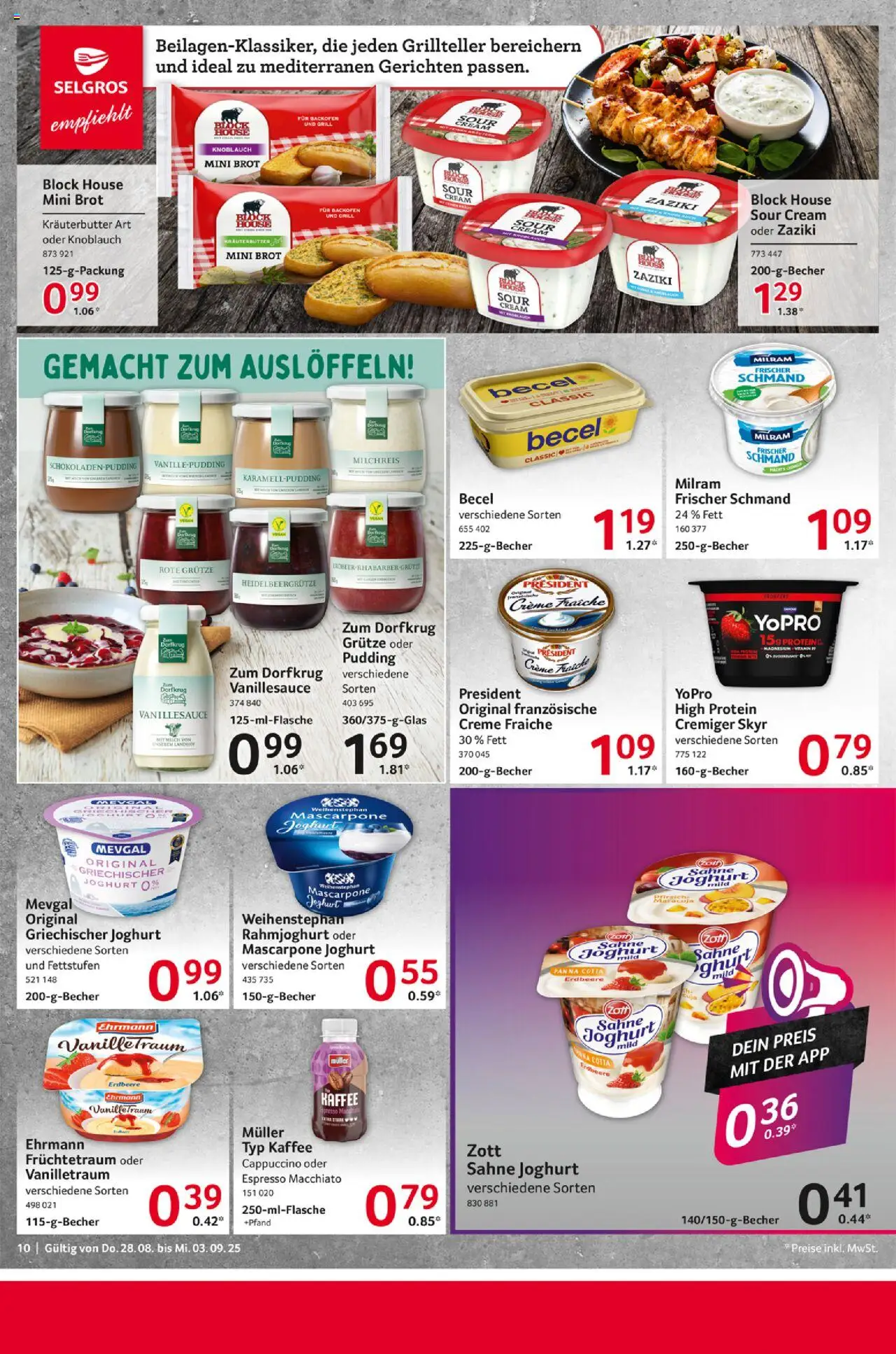 Selgros Prospekt 	 - gültig ab dem 28.08.2025 | Seite: 10 | Produkte: Joghurt, Becel, Creme, Sahne