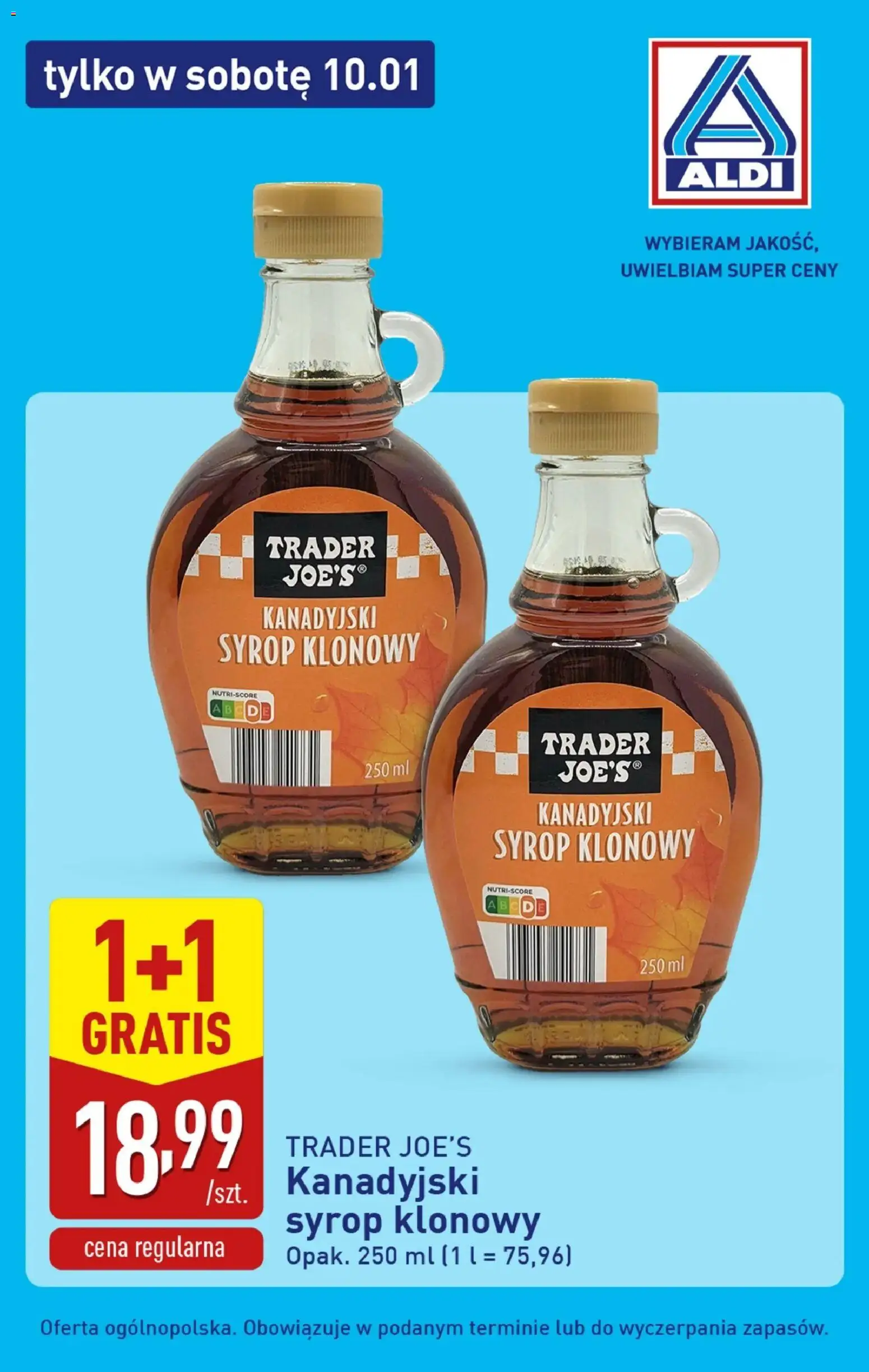 Aldi Gazetka - Tylko w sobotę od 10.01.2026 | Strona: 9 | Produkty: Syrop, Syrop klonowy