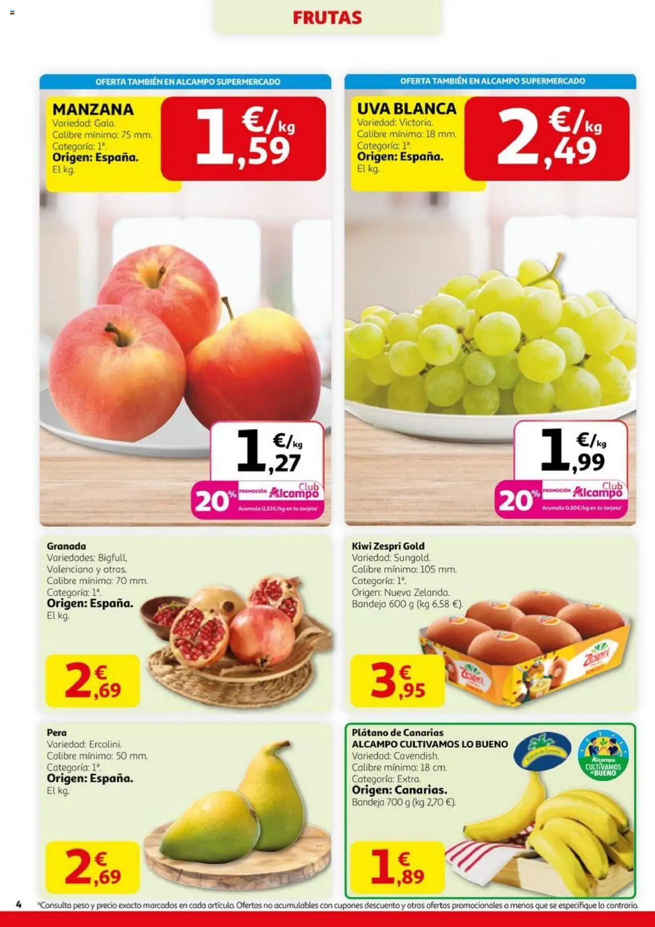 Alcampo - HG Madrid Unificado │ válido desde el 11.09.2025 | Página: 4 | Productos: Kiwi, Manzana, Peso, Bandeja
