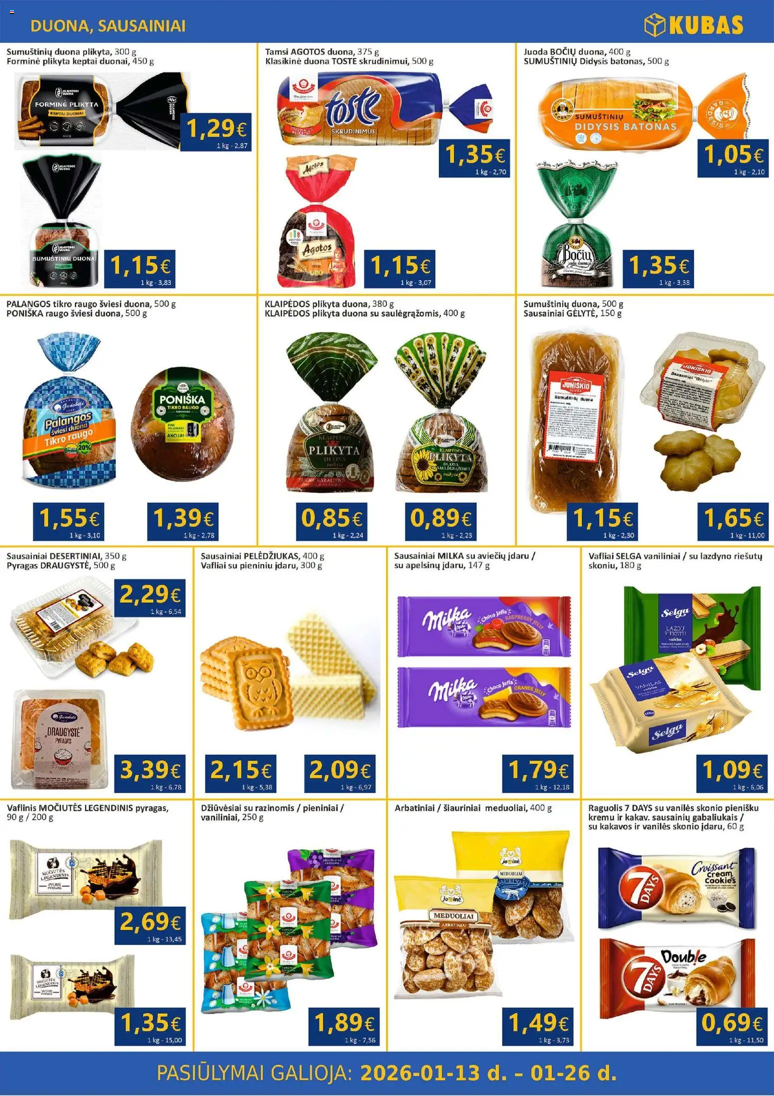Kubas akcijos nuo 13.01.2026 | Puslapis: 6 | Prekių: Batonas, Pyragas, Duona, Vafliai