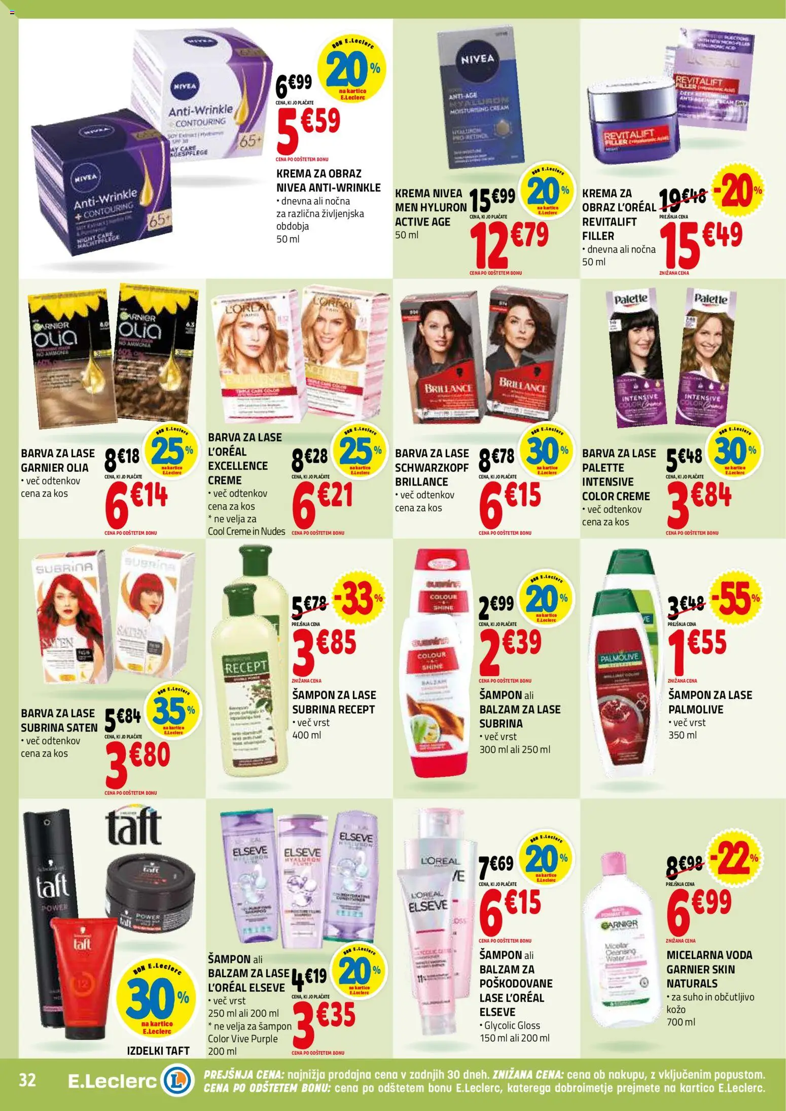 Novi E.leclerc katalog ponudbe – veljaven od 04.02.2026 | Stran: 32 | Izdelki: Kos, Sampon, Barva za lase, Barva