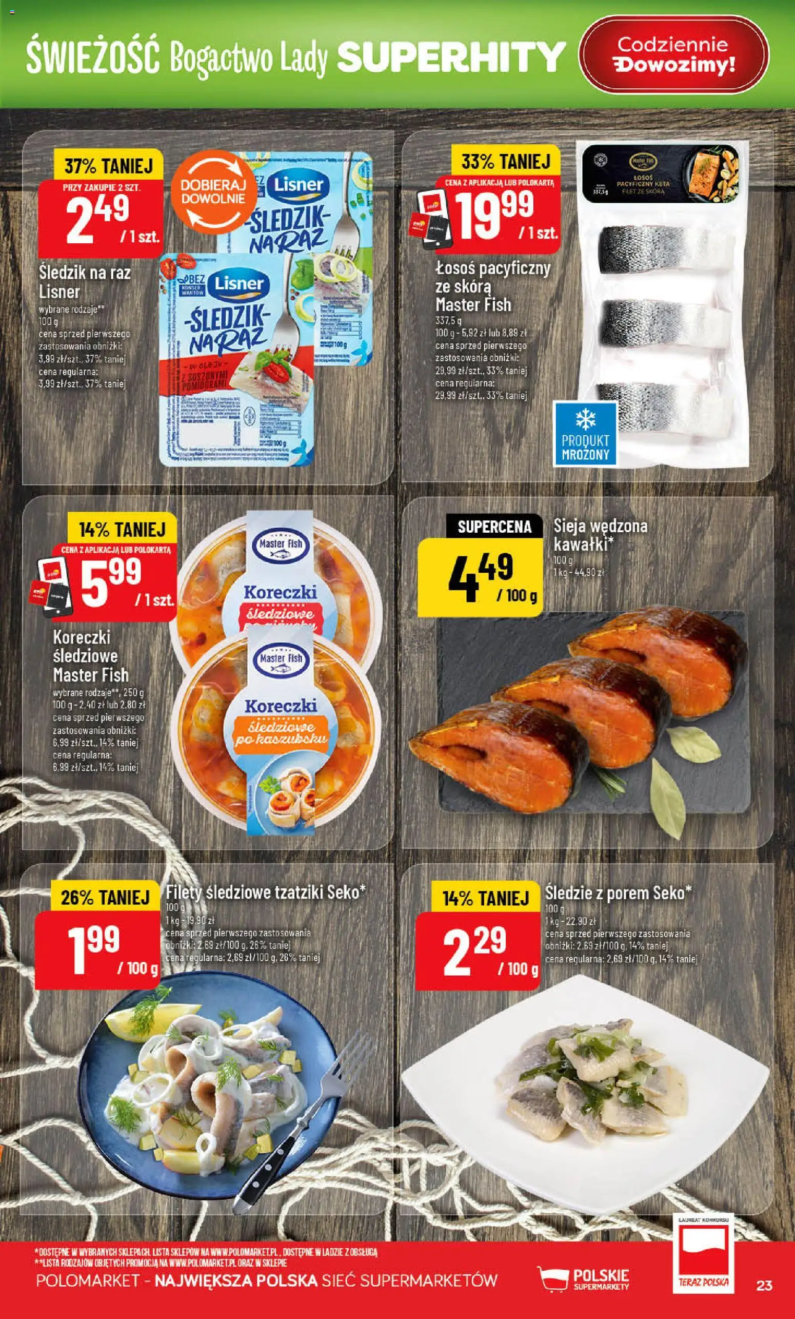 POLOmarket gazetka od 15.04.2026 | Strona: 23 | Produkty: Tzatziki, Łosoś